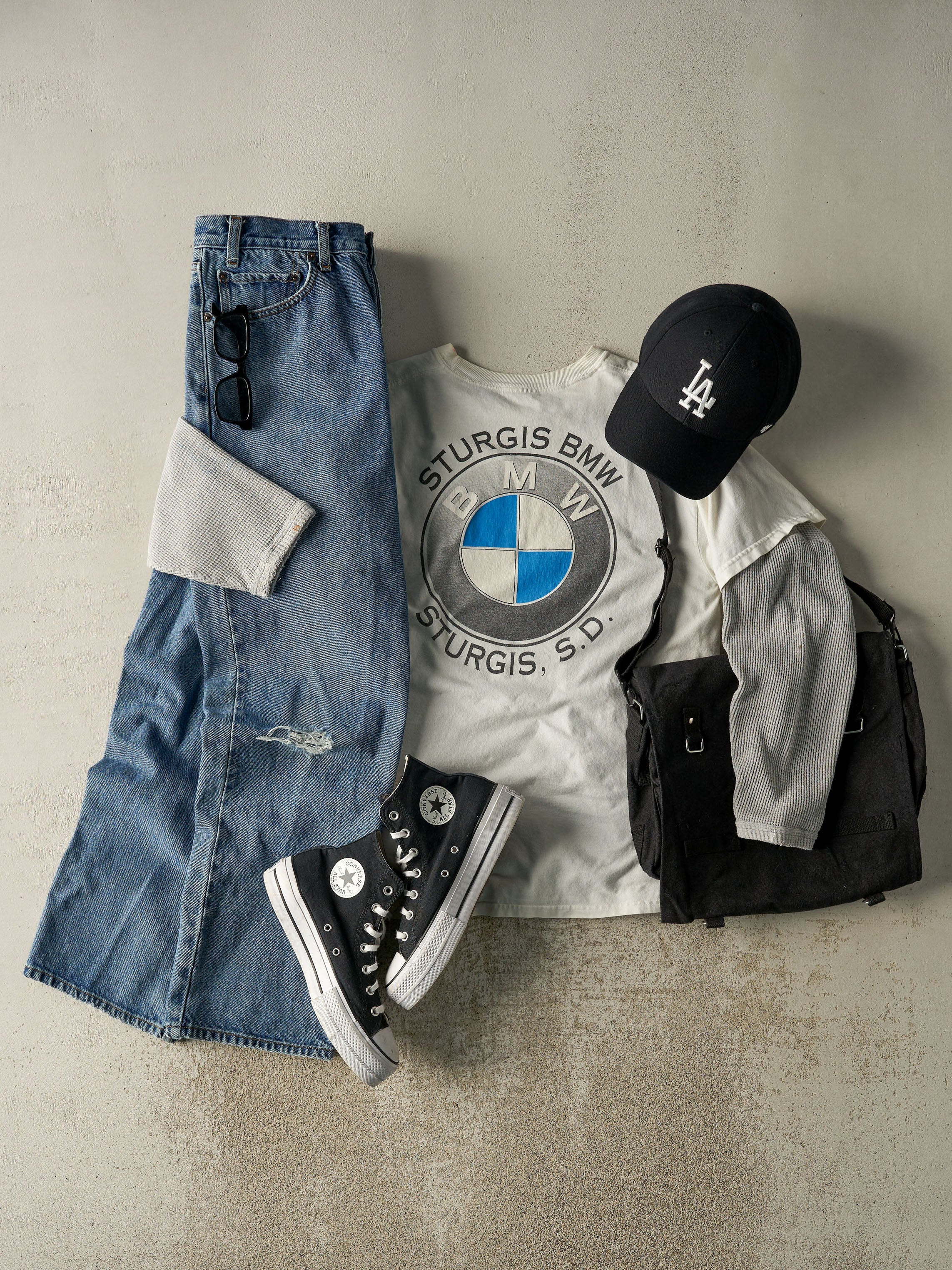 Vintage 90s White Sturgis BMW Tee (M/L) - Image 2