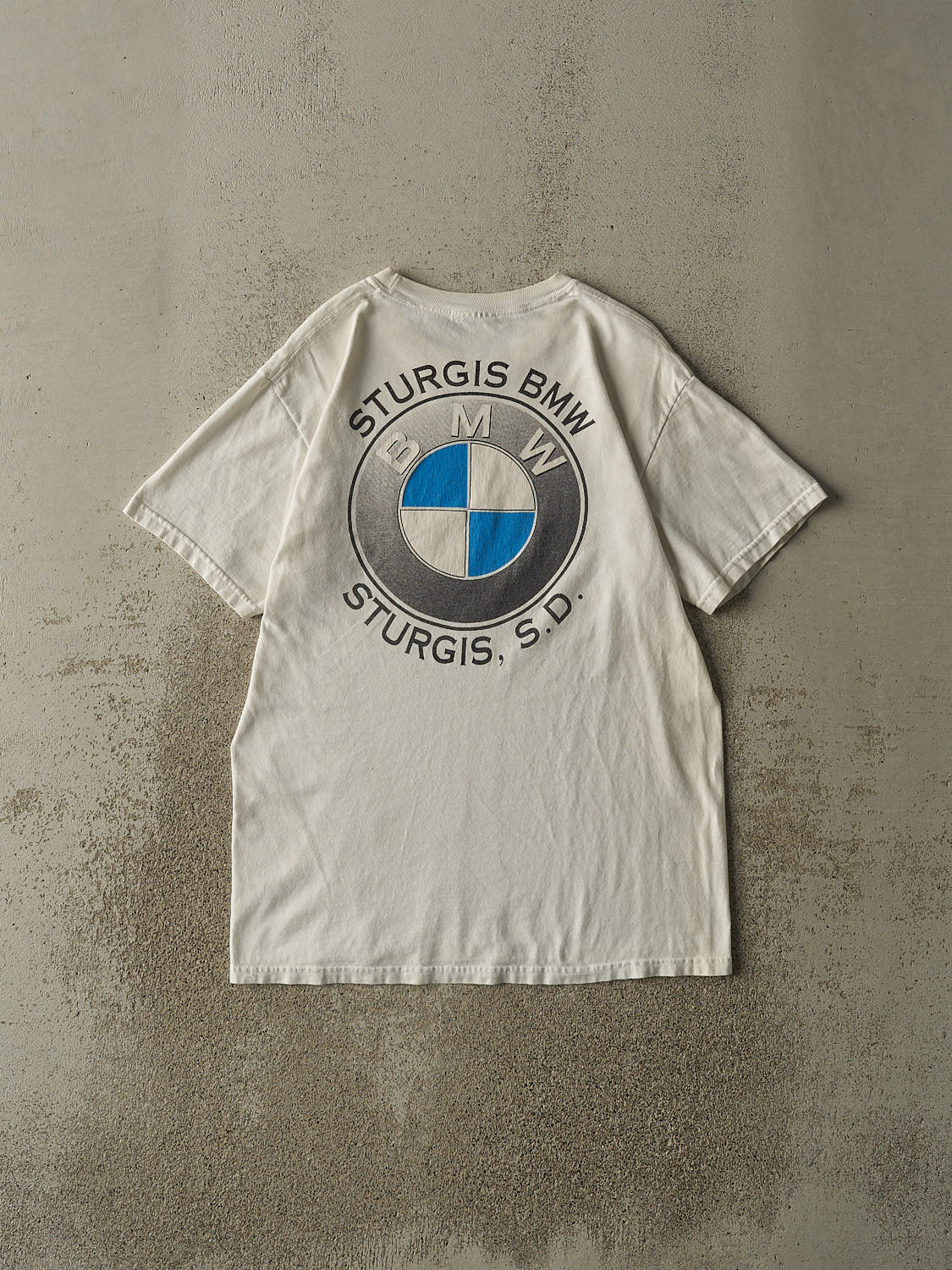 Vintage 90s White Sturgis BMW Tee (M/L) - Image 3