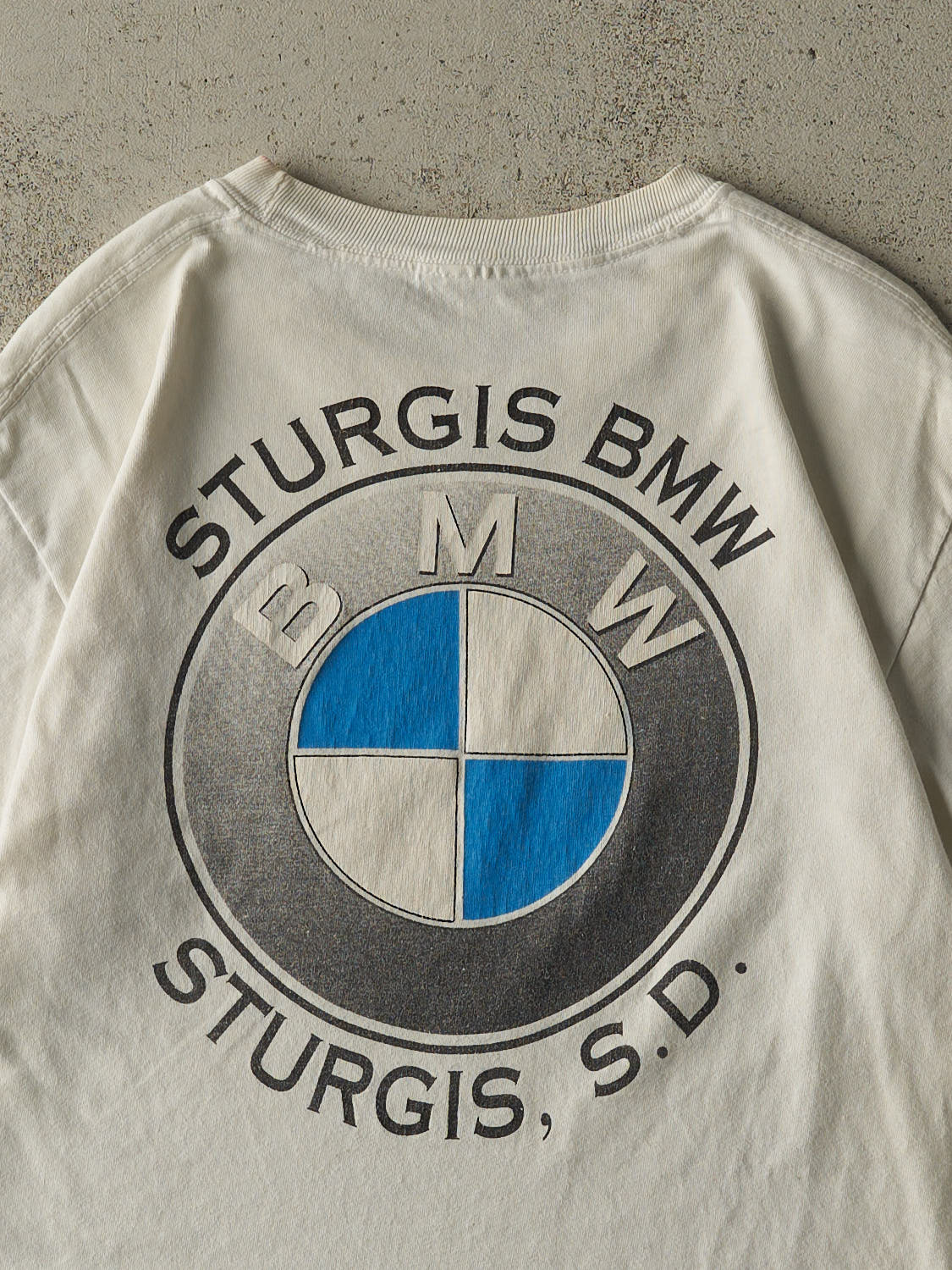 Vintage 90s White Sturgis BMW Tee (M/L) - Image 5