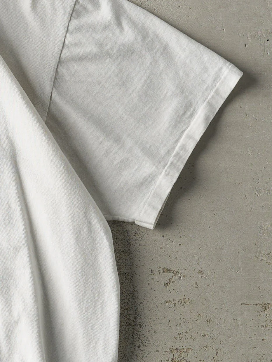 Vintage 90s White Sunflower Single Stitch Tee (L) - Image 3