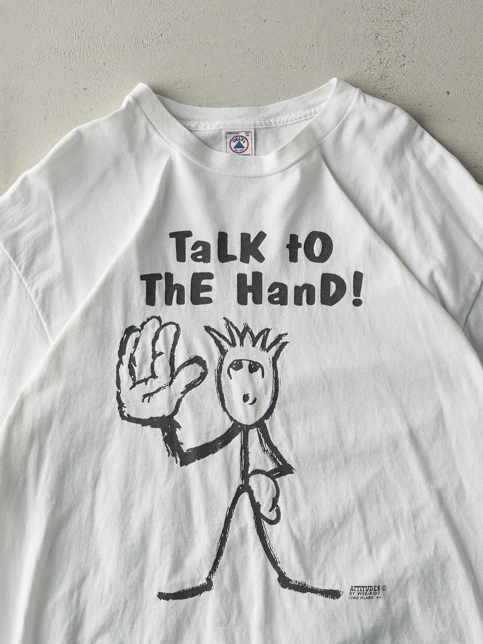 Vintage 90s White "Talk to the Hand!" Tee (L) - Image 2