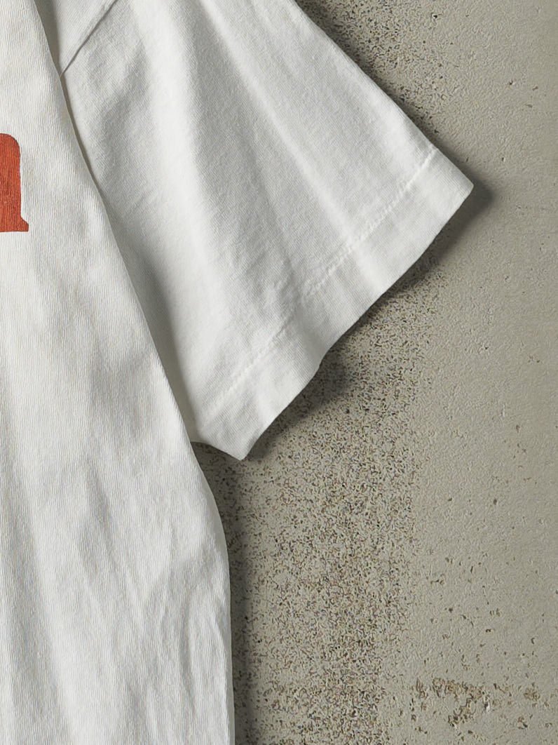 Vintage 90s White Texas Long Horns Slogan Single Stitch Tee (M) - Image 3