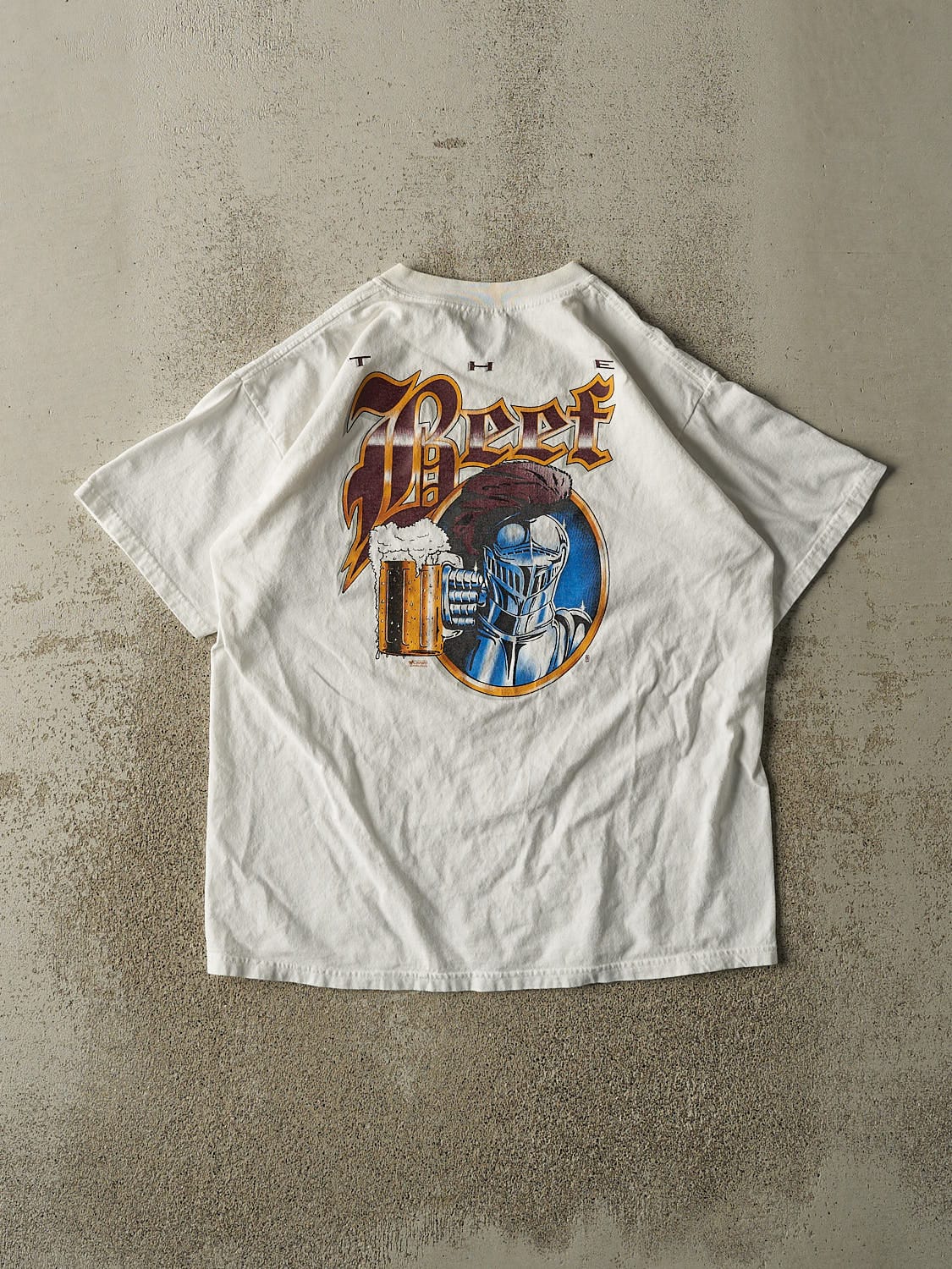 Vintage 90s White The Beef Tee (L) - Image 2