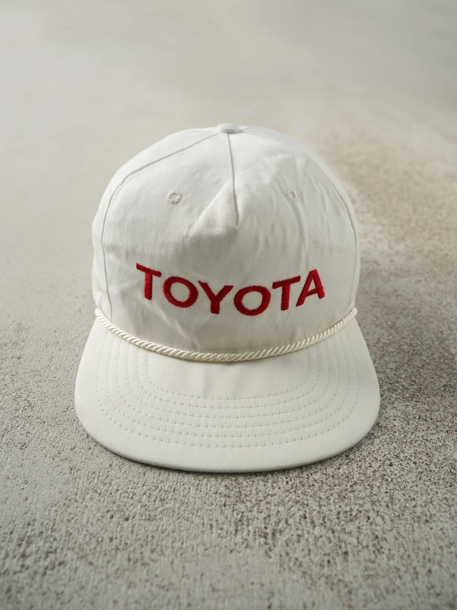 Vintage 90s White Toyota Plastic Strapback Hat