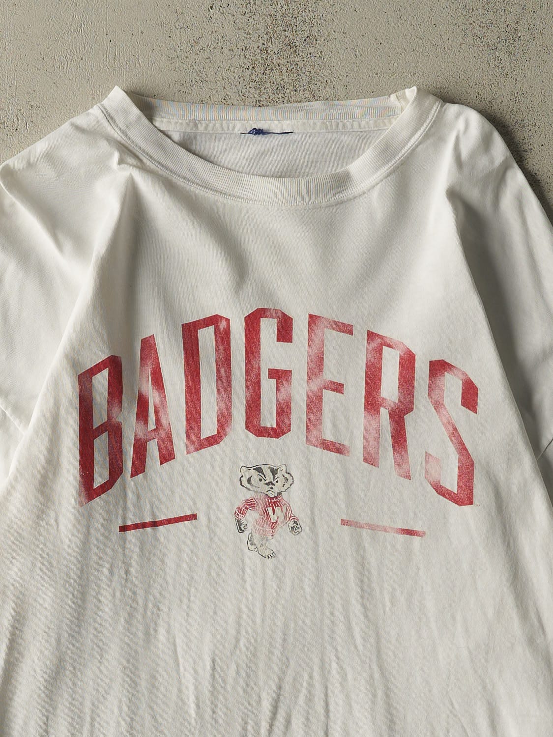 Vintage 90s White University of Wisconsin Badgers Long Sleeve (L/XL) - Image 2