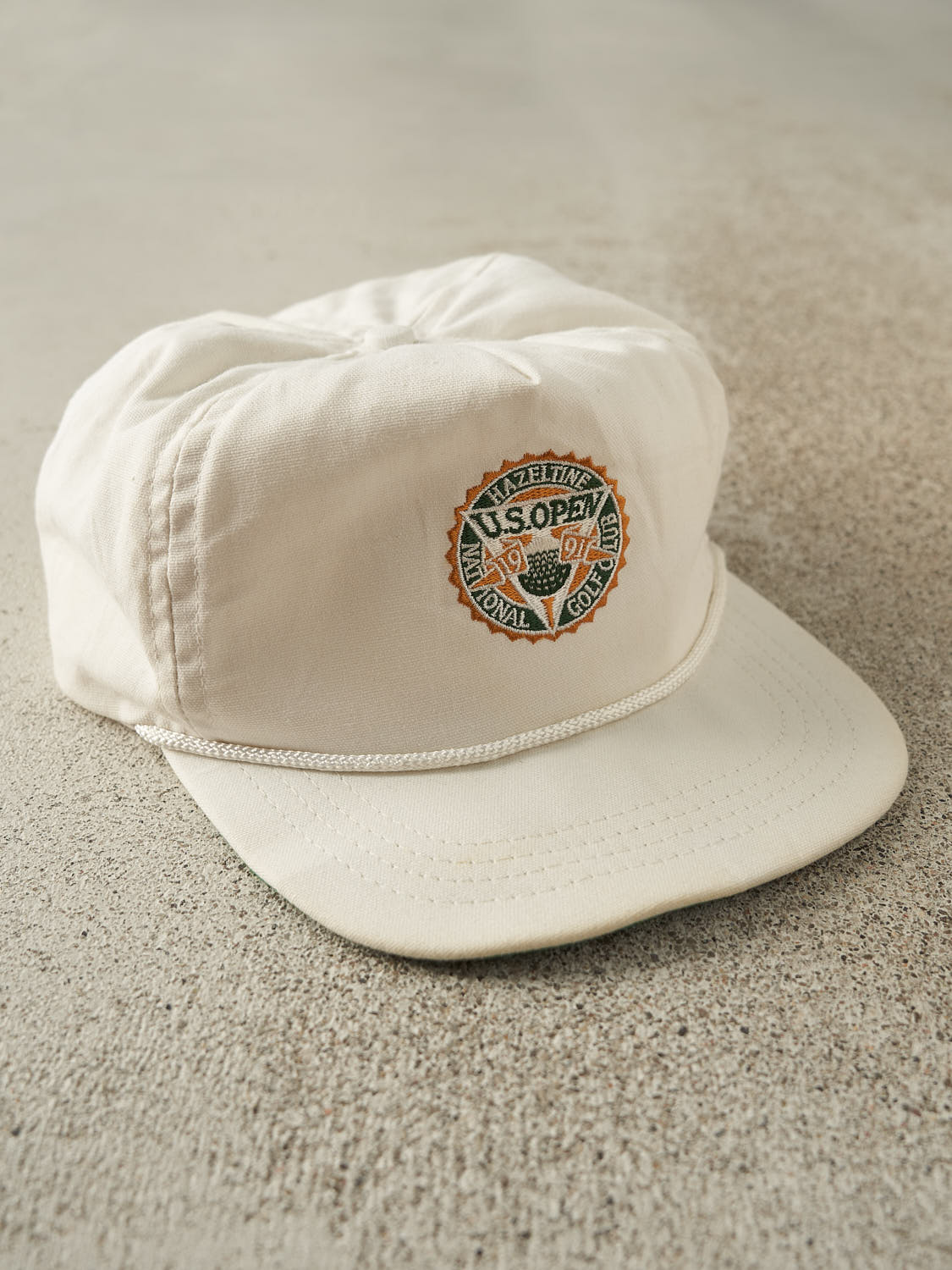 Vintage 91' White US Open Embroidered Leather Strapback (O/S) - Image 3