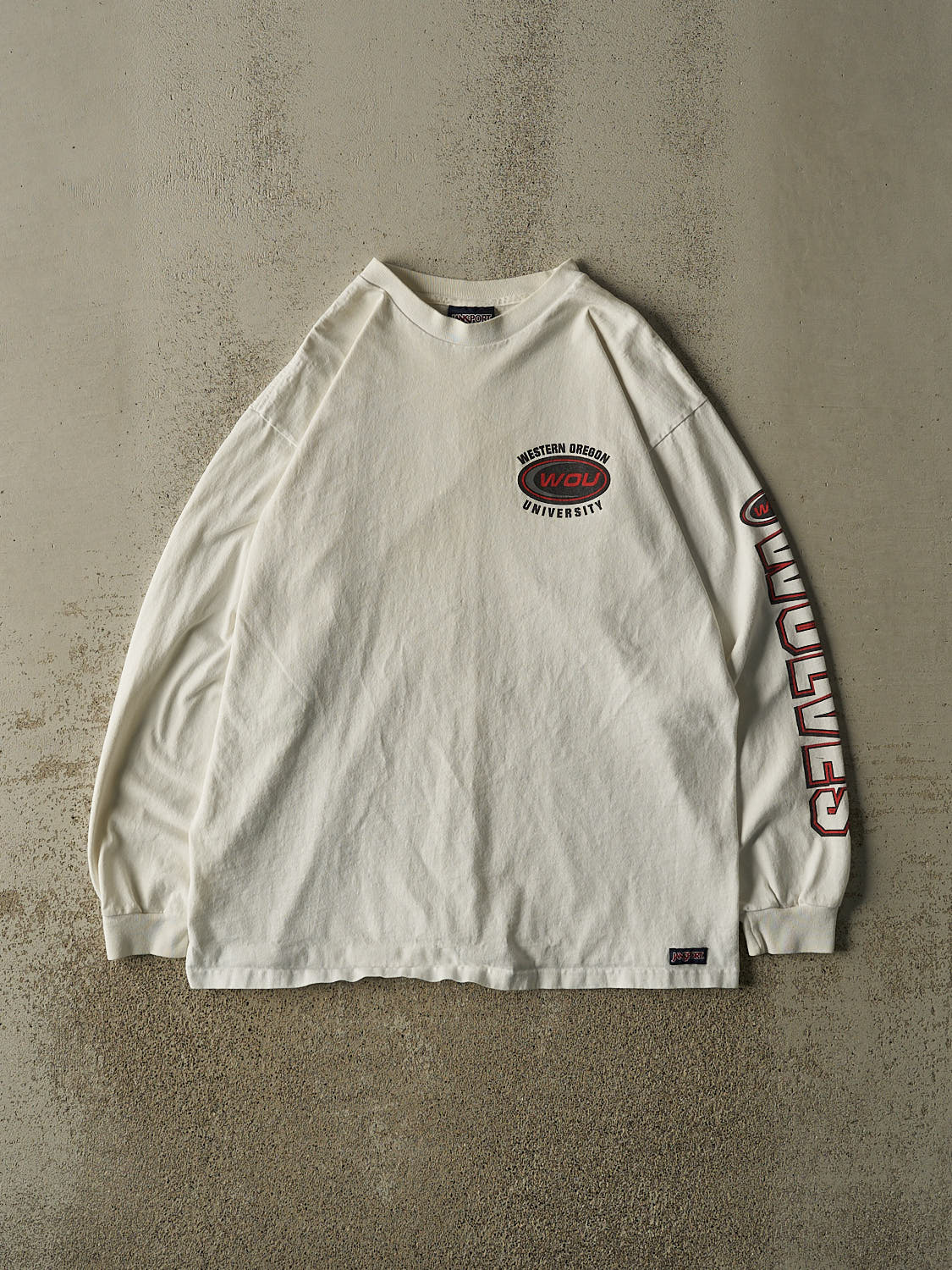 Vintage 90s White Western Oregon University Wolves Long Sleeve (L/XL)