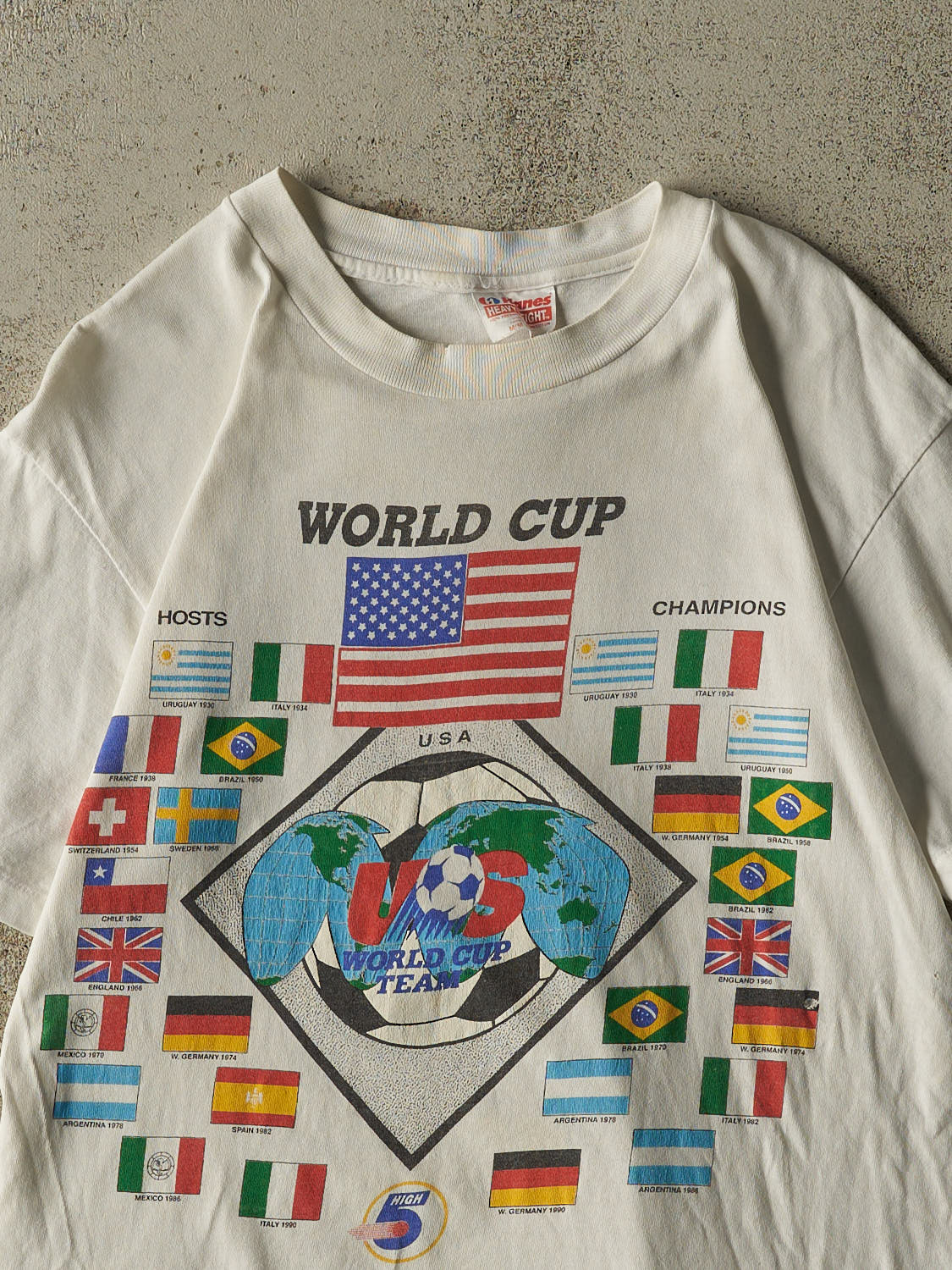 Vintage 90s White World Cup Soccer Tee (S/M) - Image 2