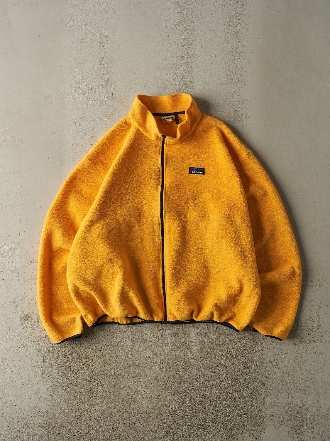 Vintage 90s Yellow LL Bean Zip Up Fleece Jacket (XL)
