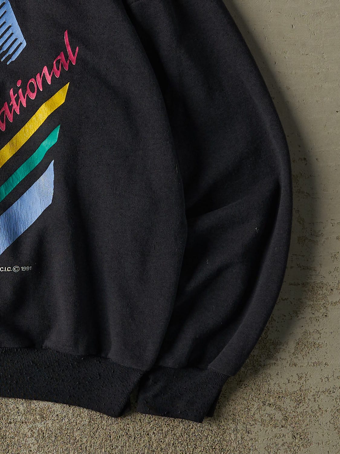 Vintage 91' Faded Black Slo-Pitch National Crewneck (XL) - Image 4