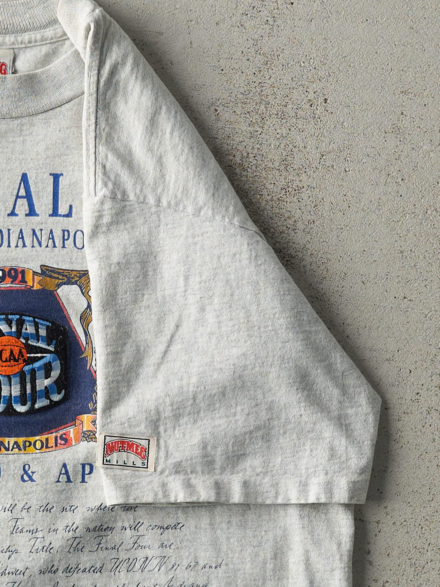 Vintage 91' Heather Grey NCAA Final Four Single Stitch Tee (M) - Image 3