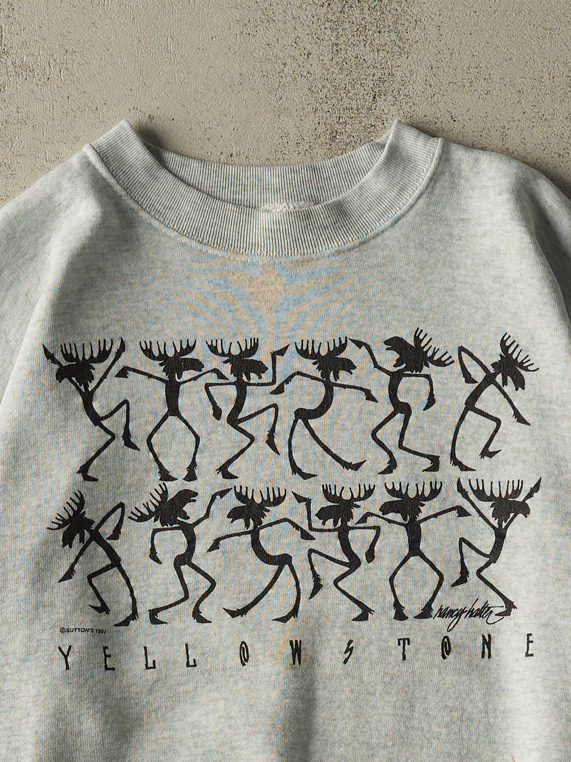 Vintage 91' Heather Grey Yellowstone Crewneck (XL) - Image 2
