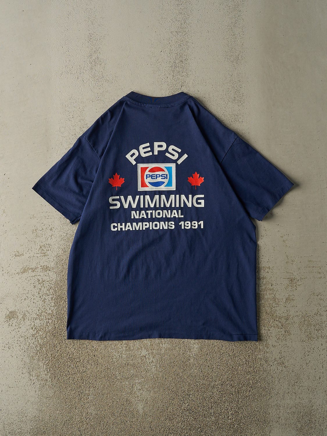 Vintage 91' Navy Blue Pepsi Swimming Single Stitch Tee (L/XL) - Image 2