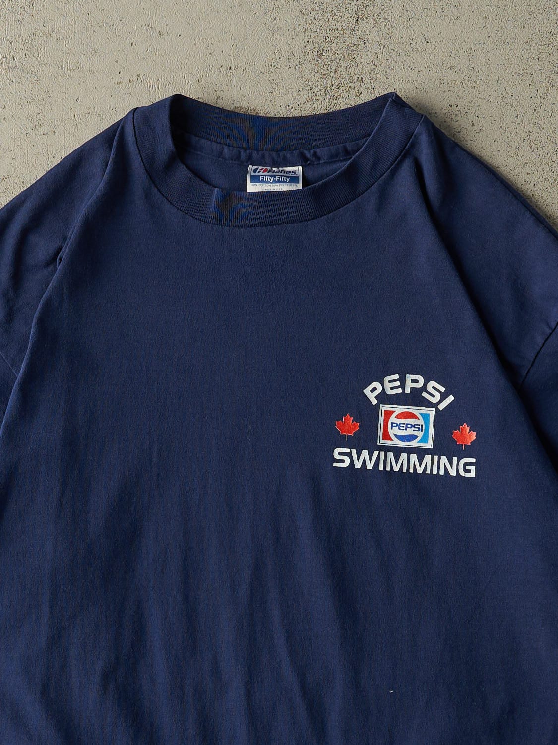 Vintage 91' Navy Blue Pepsi Swimming Single Stitch Tee (L/XL) - Image 3