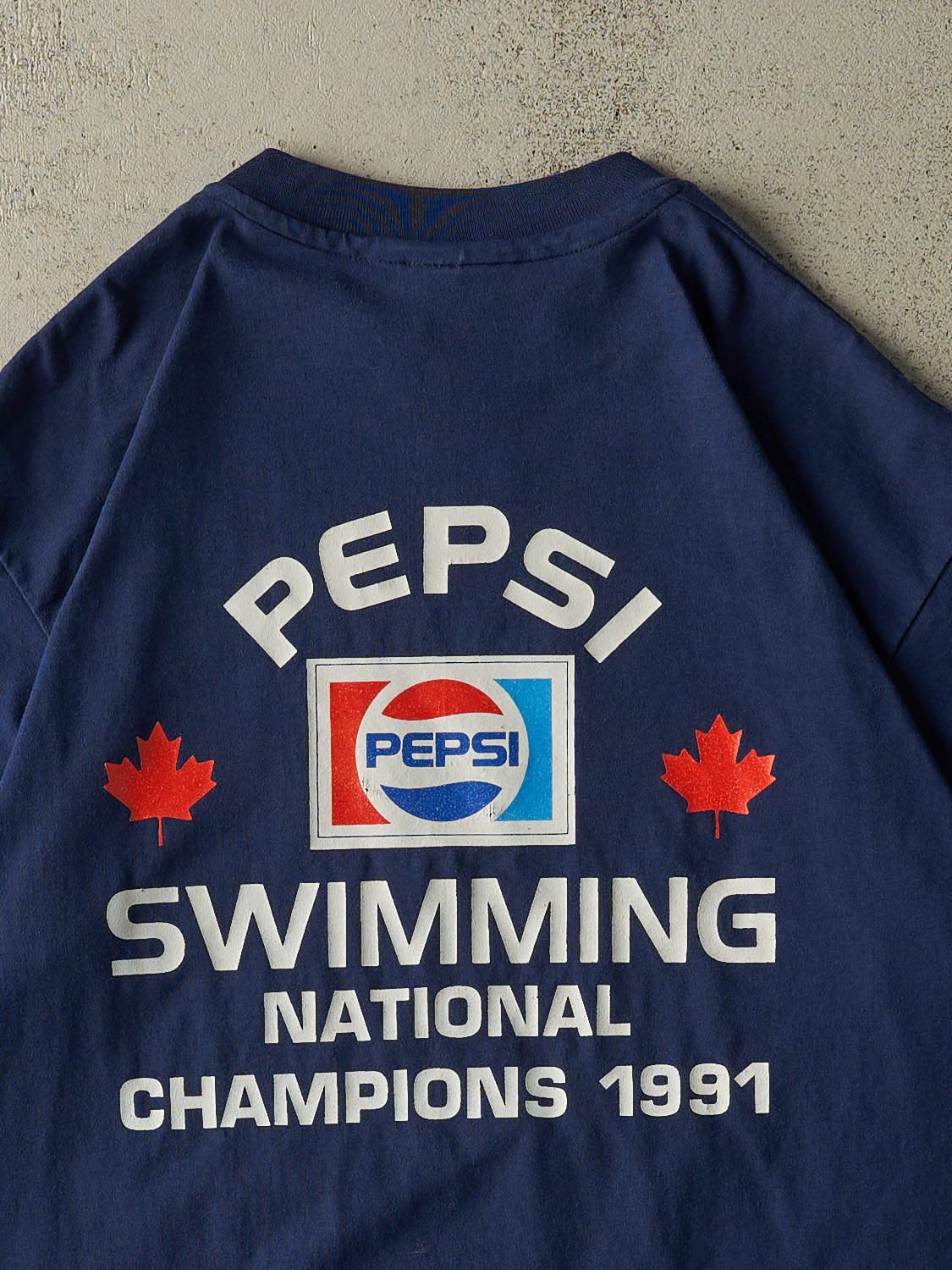 Vintage 91' Navy Blue Pepsi Swimming Single Stitch Tee (L/XL) - Image 4