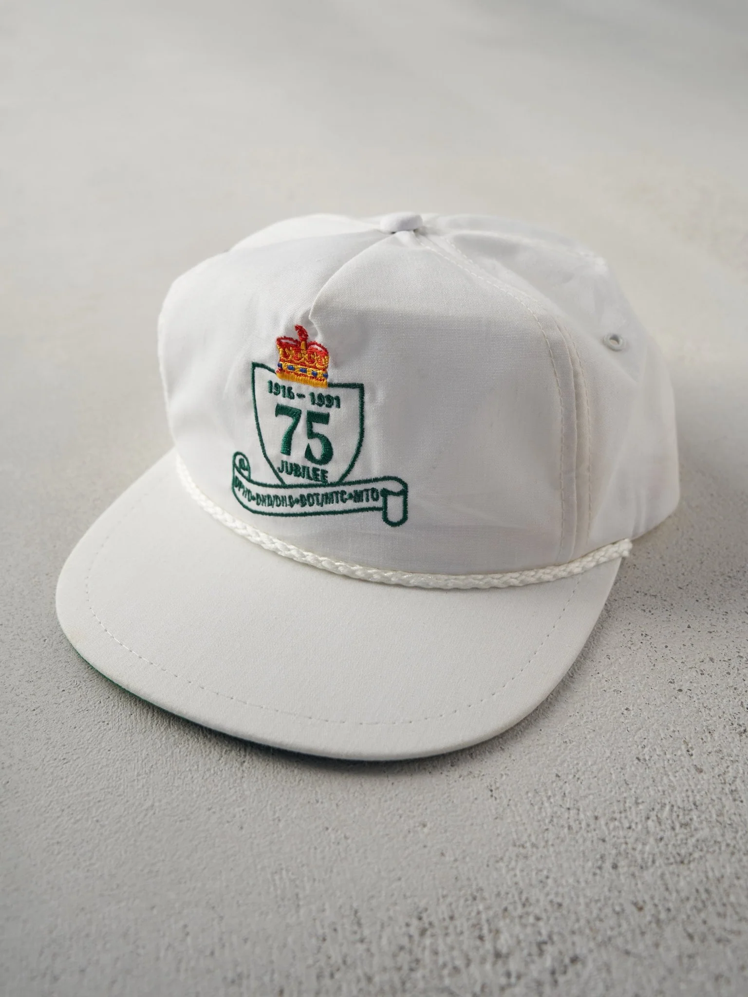 Vintage 91' White 75th Jubilee Embroidered Snap Back Hat - Image 2