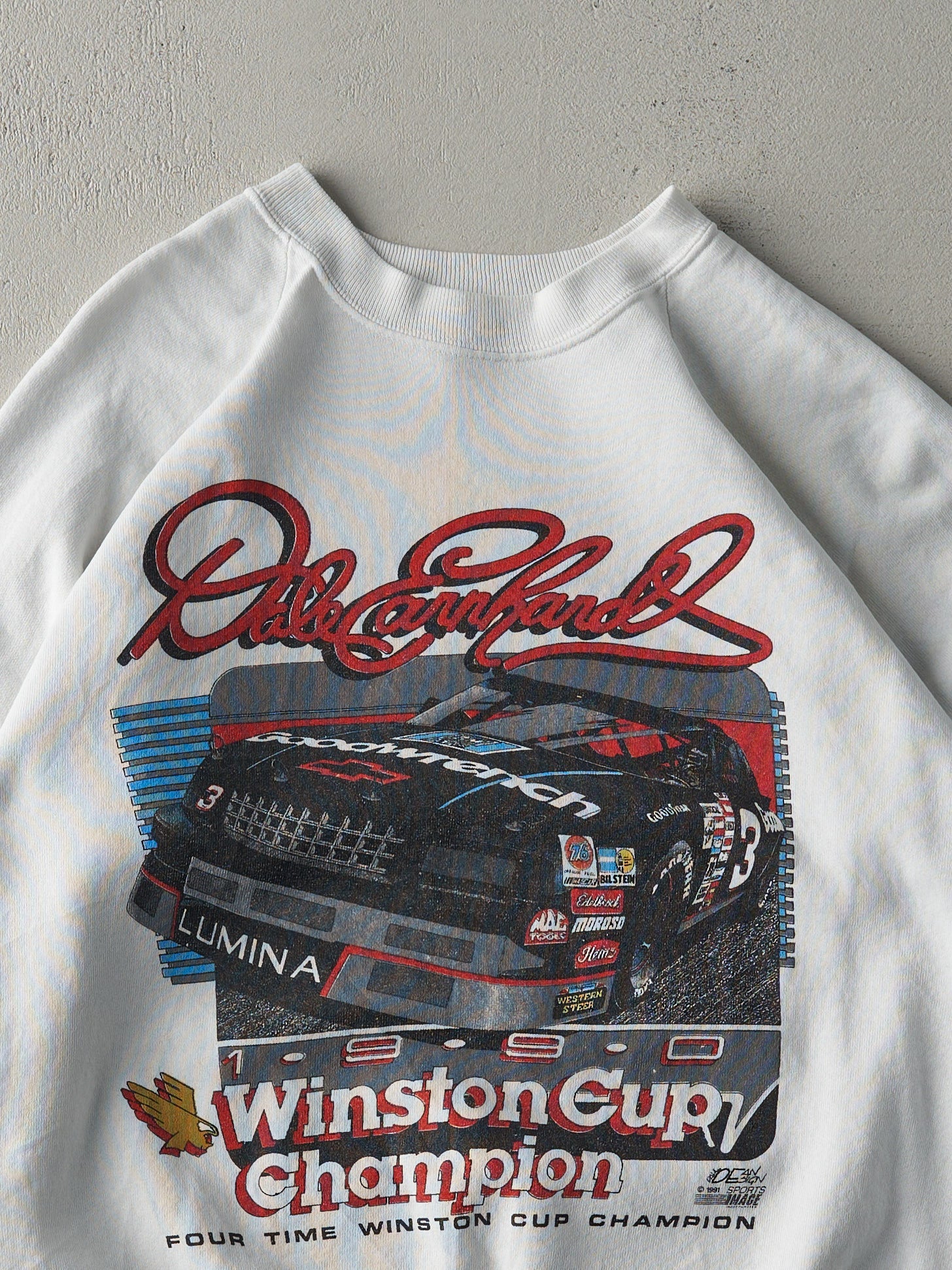 Vintage 91' White Dale Earnhardt Nascar Crewneck (M) - Image 2