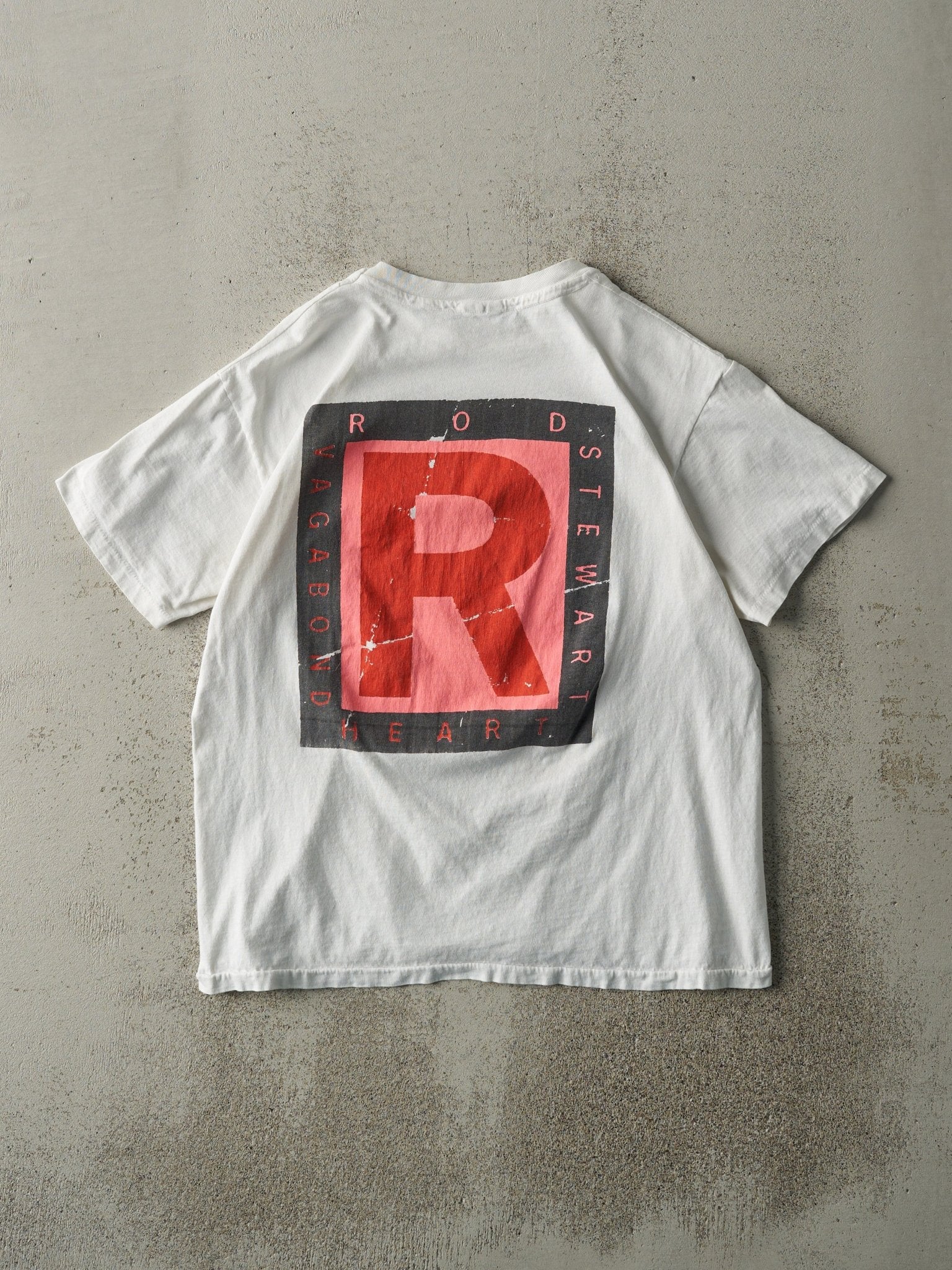 Vintage 91' White Rod Stewart Vagabond Heart Single Stitch Tee (S/M) - Image 2