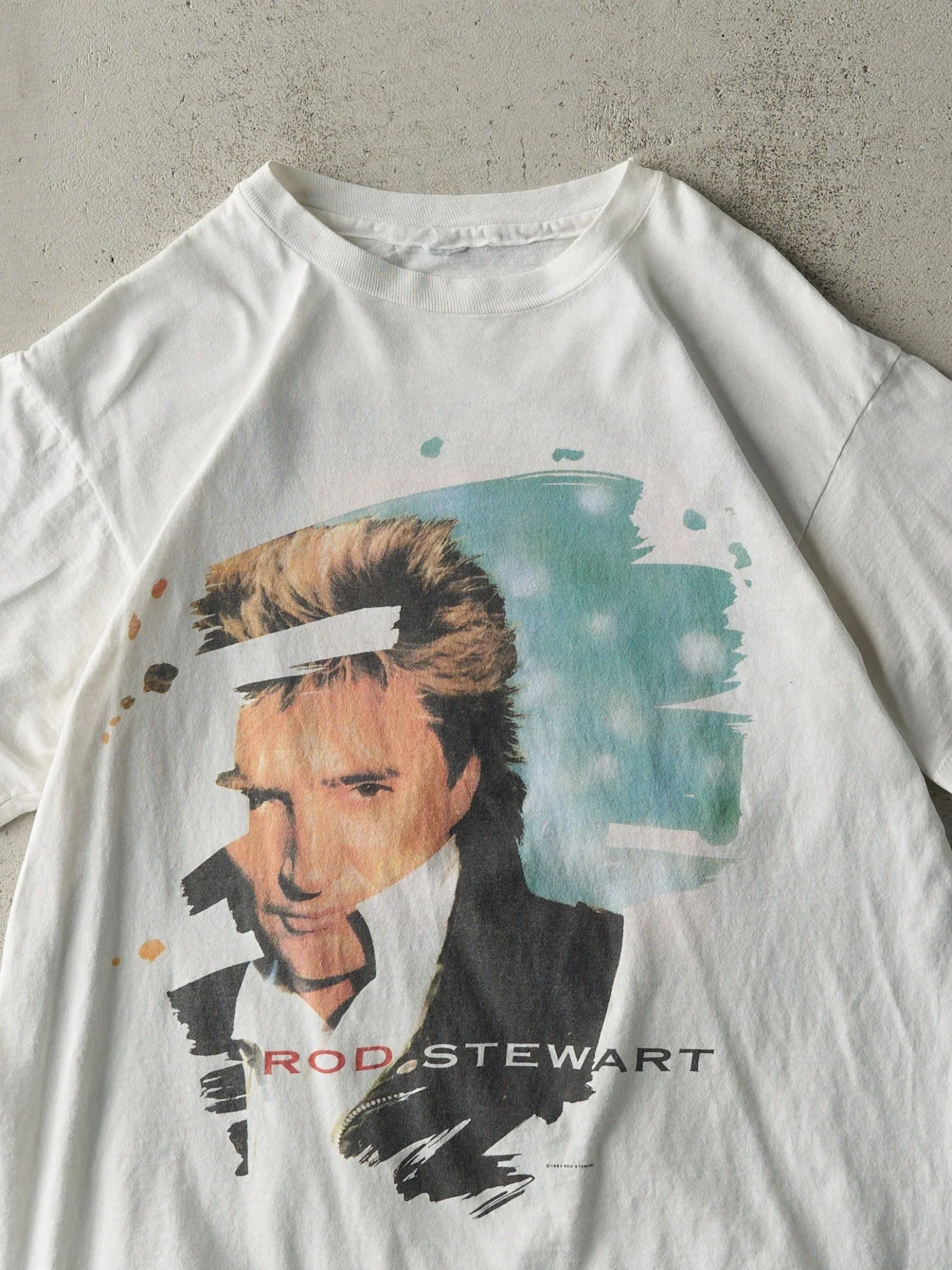 Vintage 91' White Rod Stewart Vagabond Heart Single Stitch Tee (S/M) - Image 3