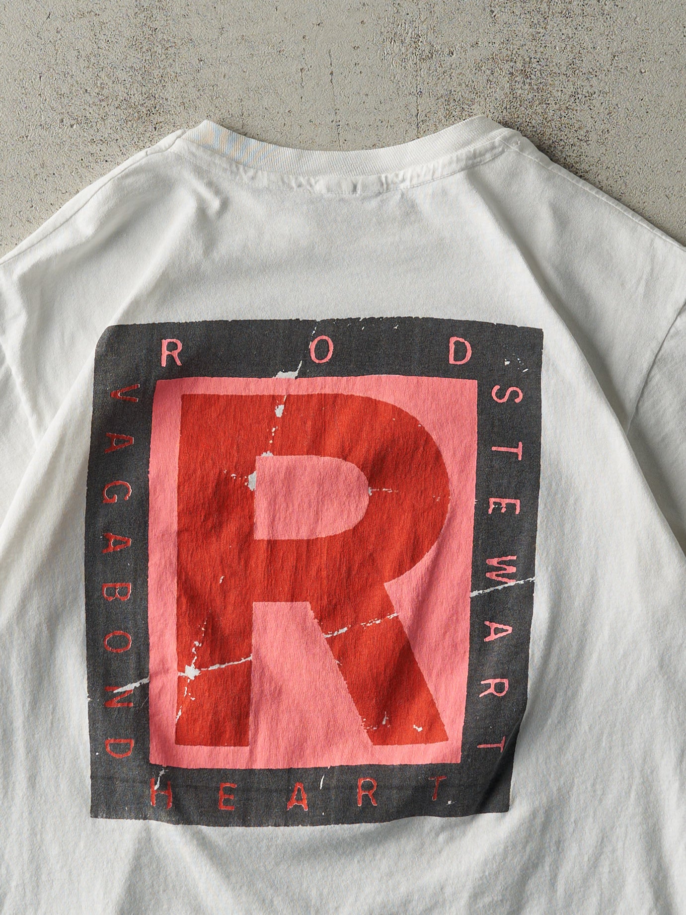 Vintage 91' White Rod Stewart Vagabond Heart Single Stitch Tee (S/M) - Image 4