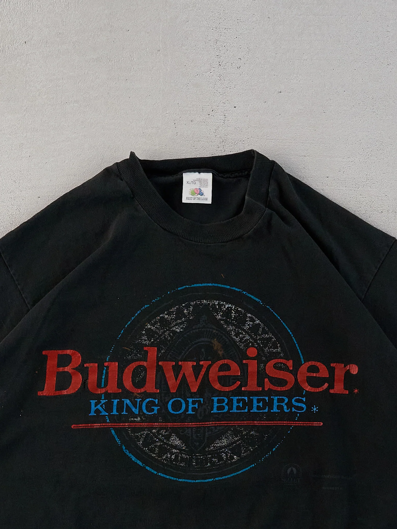 Vintage 92' Black Budweiser King Of Beer Graphic Tee (L) - Image 2