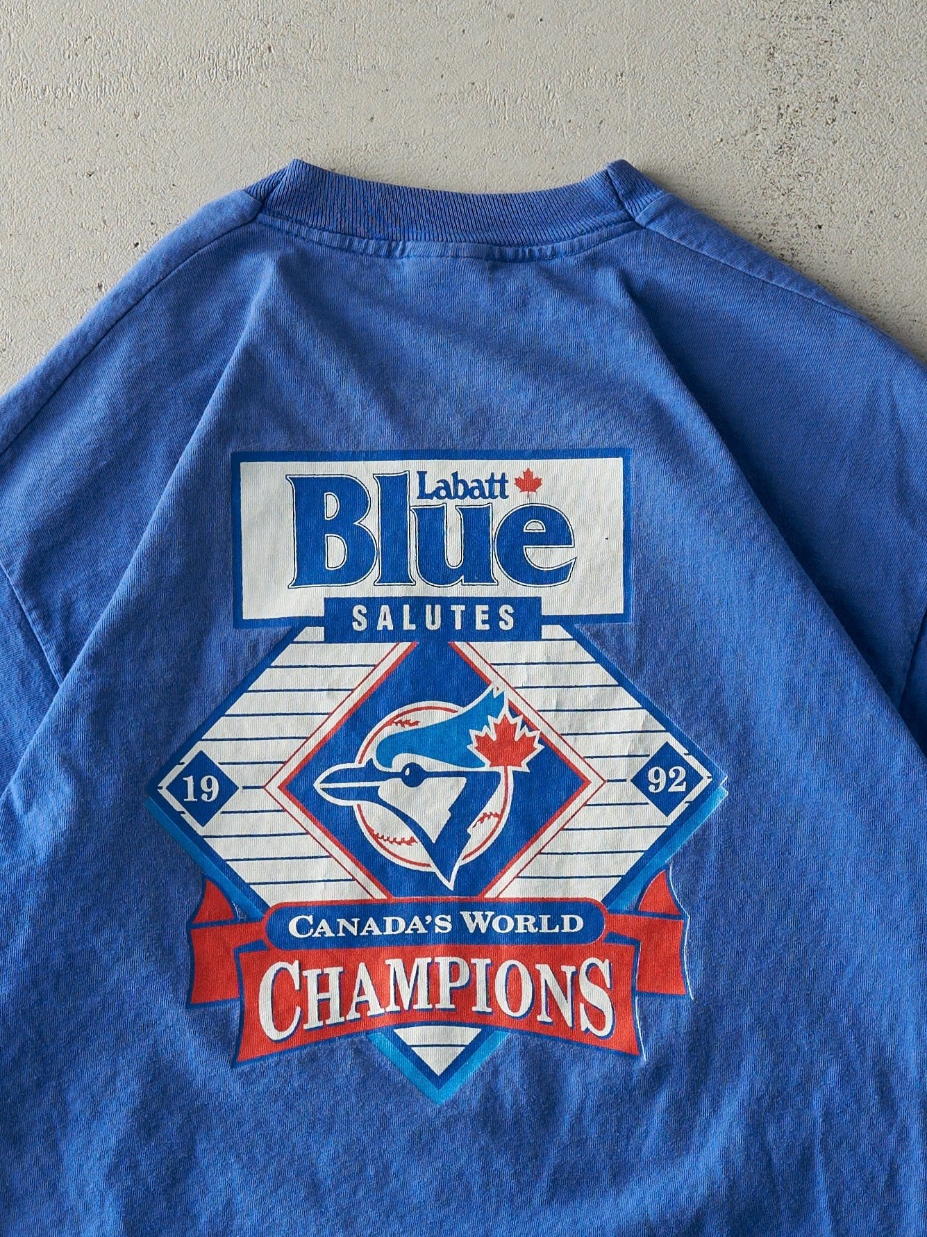 Vintage 92' Blue Labatt Blue Toronto Blue Jays Single Stitch Tee (L) - Image 4