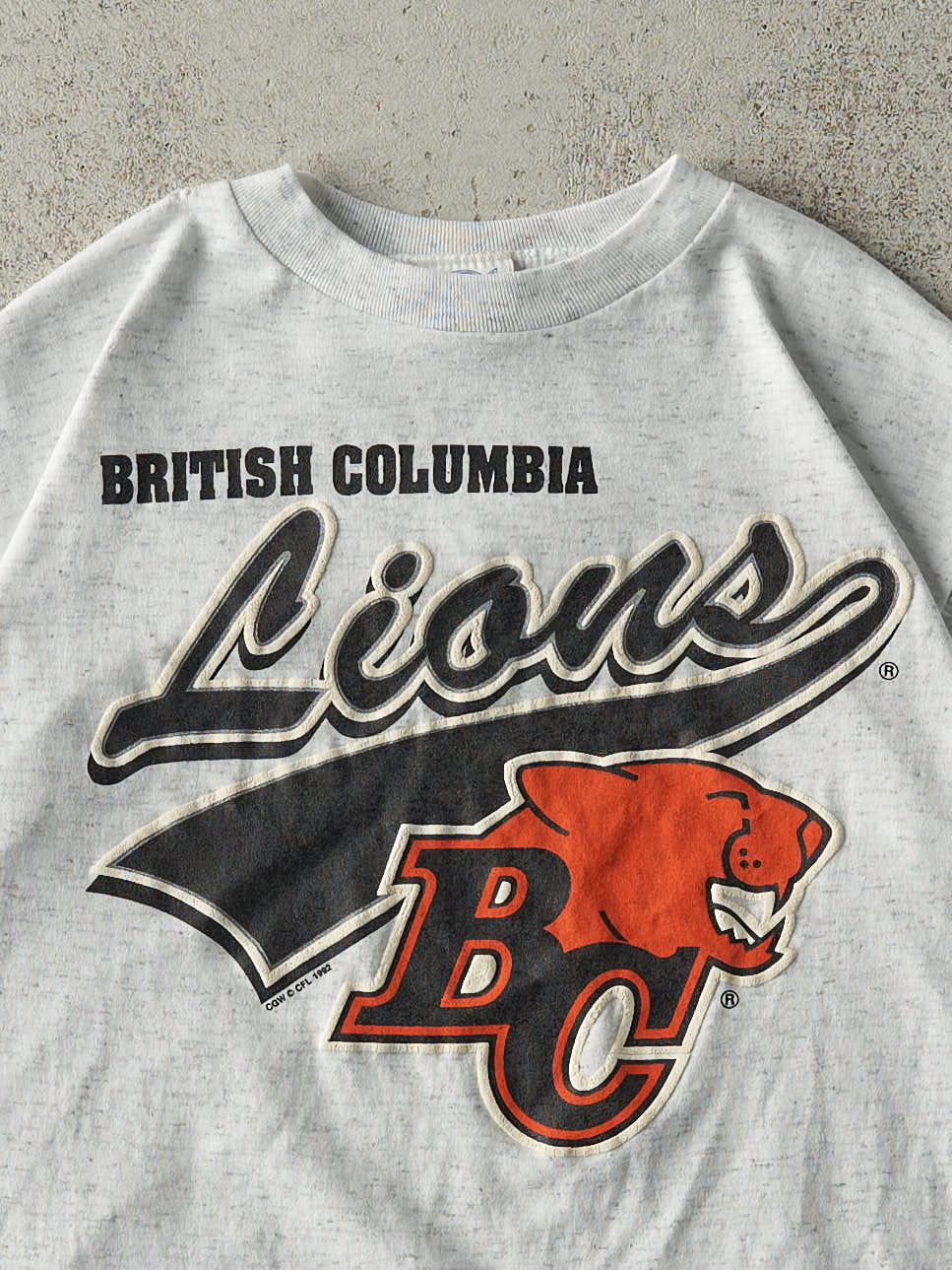Vintage 92' Heather Grey BC Lions Single Stitch Tee (S) - Image 2