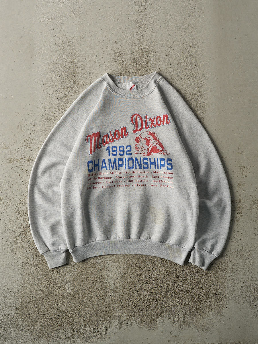 Vintage 92' Heather Grey Mason Dixon Wrestling Championships Crewneck (S/M)