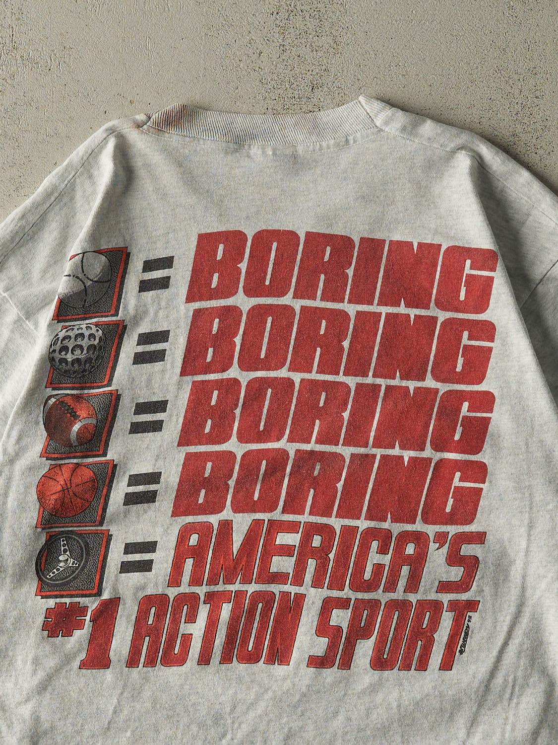 Vintage 92' Heather Grey Racing Tee (XL) - Image 4