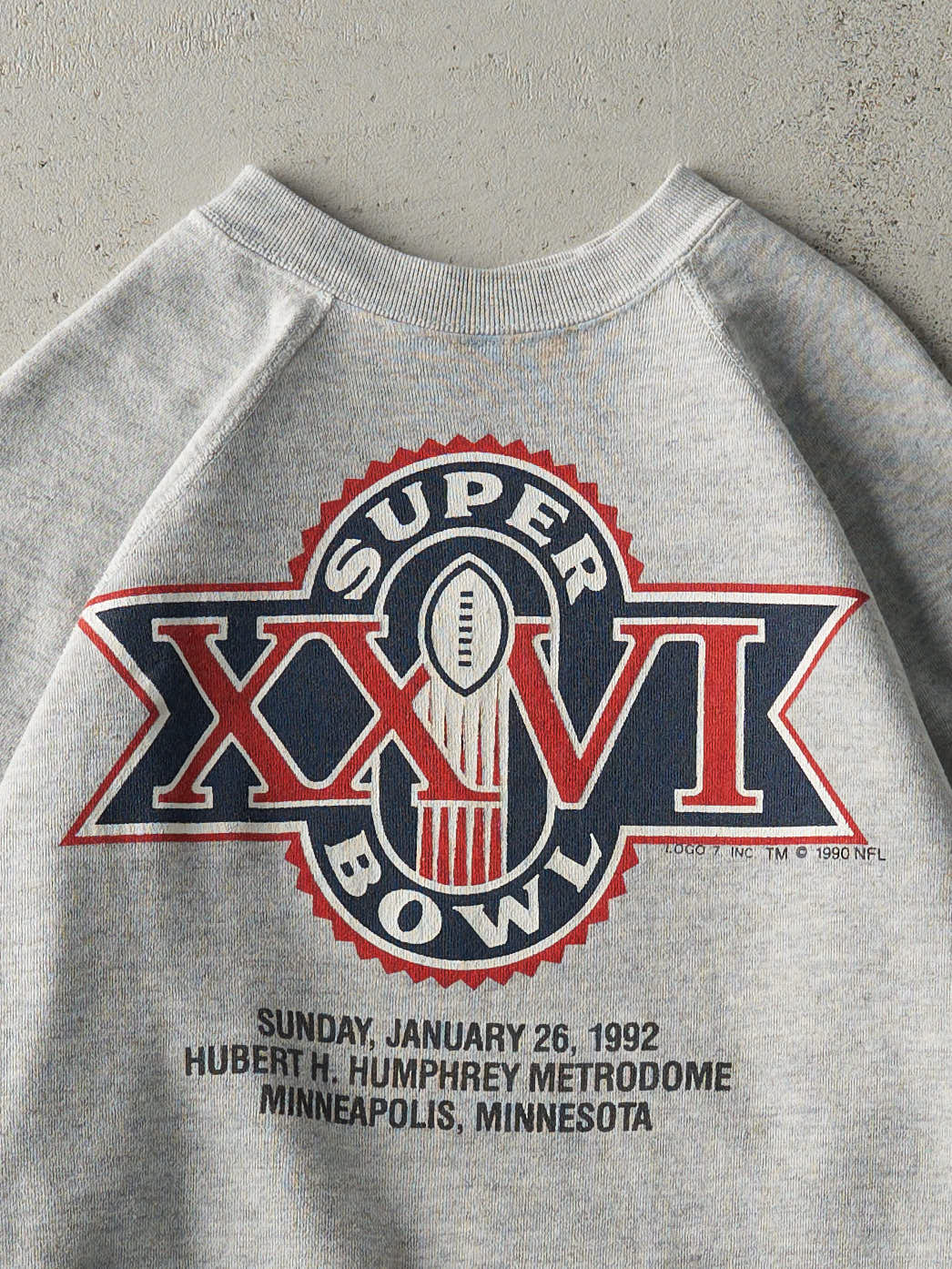 Vintage 92' Heather Grey Super Bowl XXVI Crewneck (M) - Image 2