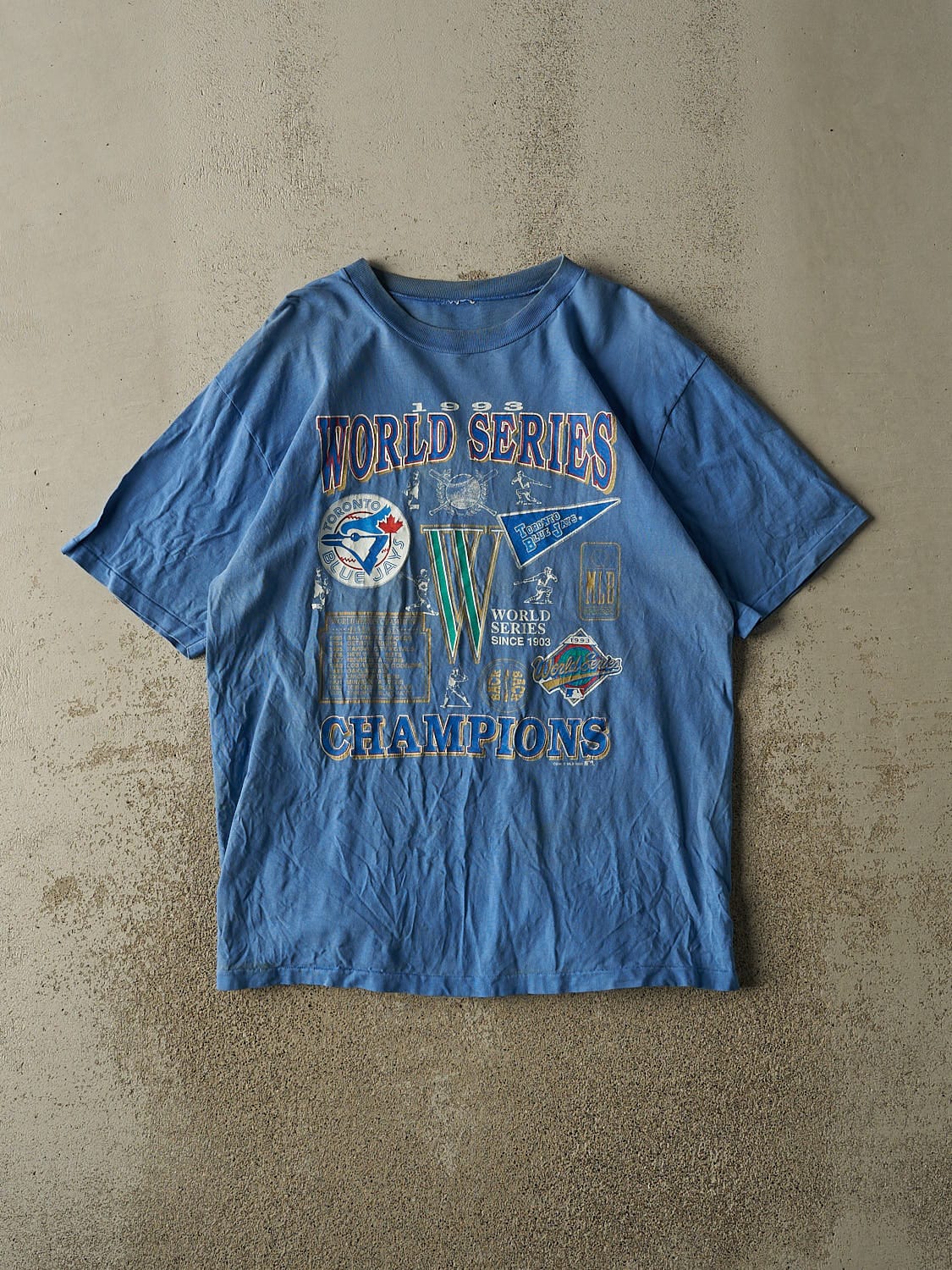 Vintage 93' Baby Blue Toronto Blue Jays World Series Champions Tee (L/XL)