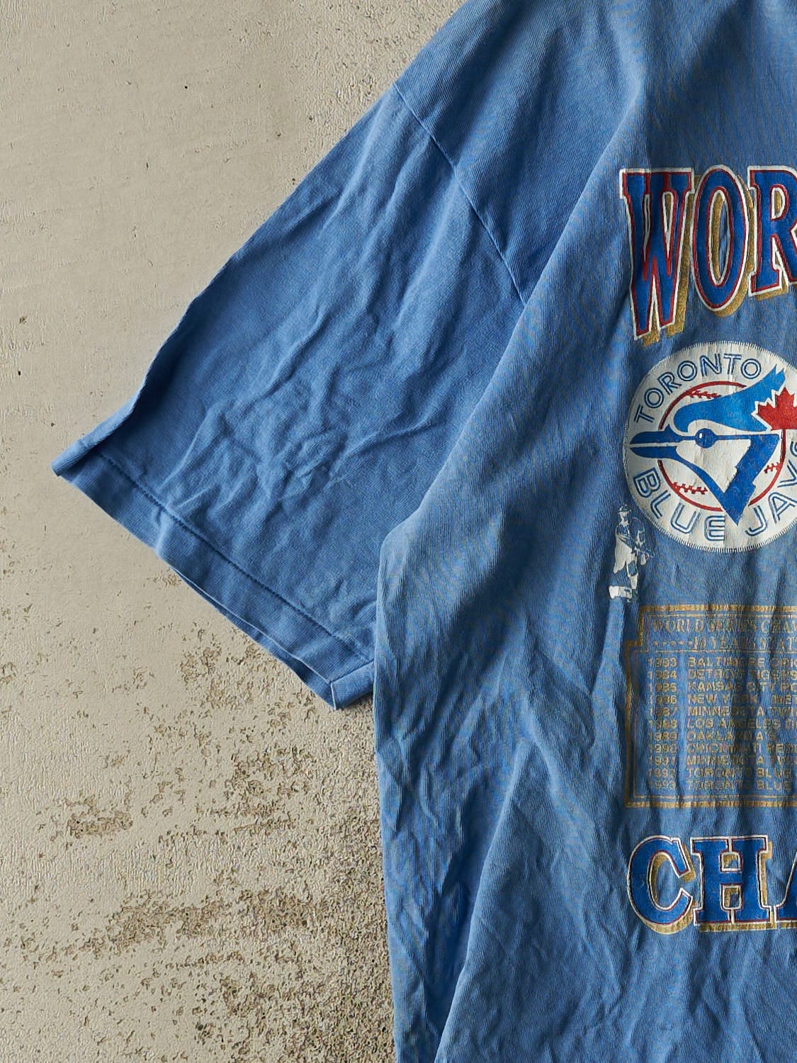 Vintage 93' Baby Blue Toronto Blue Jays World Series Champions Tee (L/XL) - Image 3