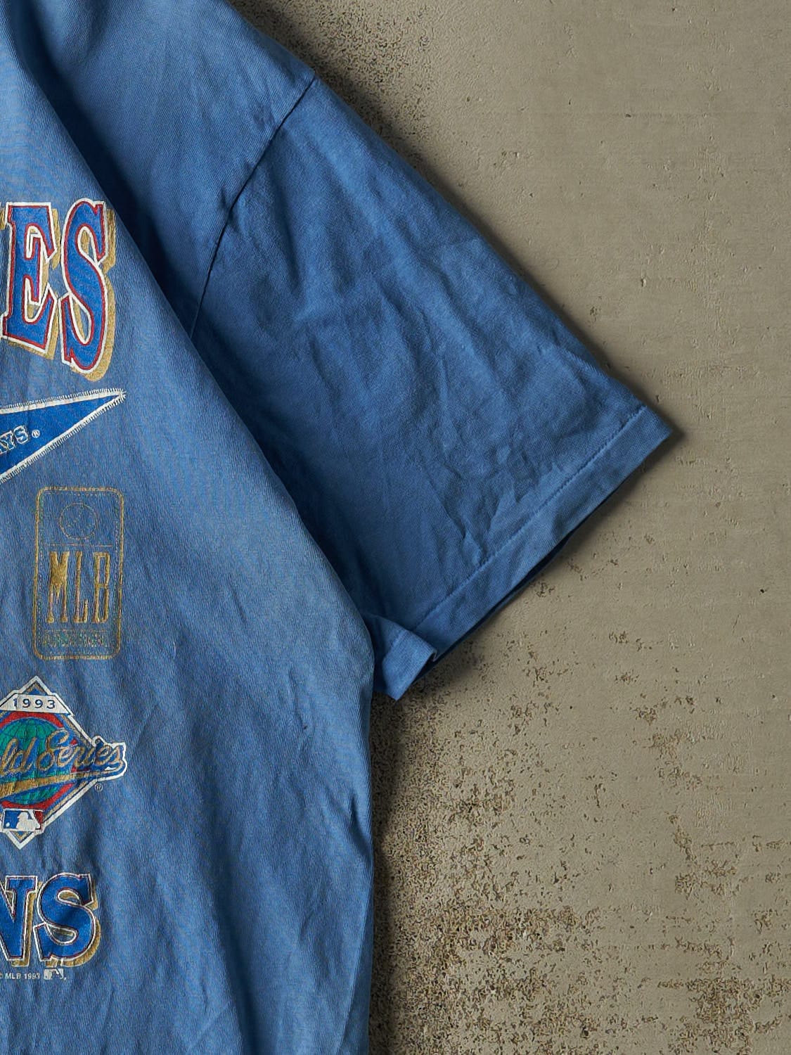 Vintage 93' Baby Blue Toronto Blue Jays World Series Champions Tee (L/XL) - Image 4