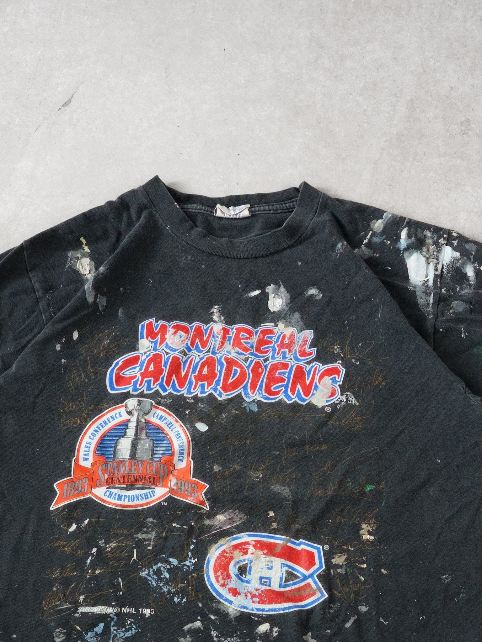 Vintage 93' Dark Grey Montreal Canadiens Graphic Tee (S) - Image 2