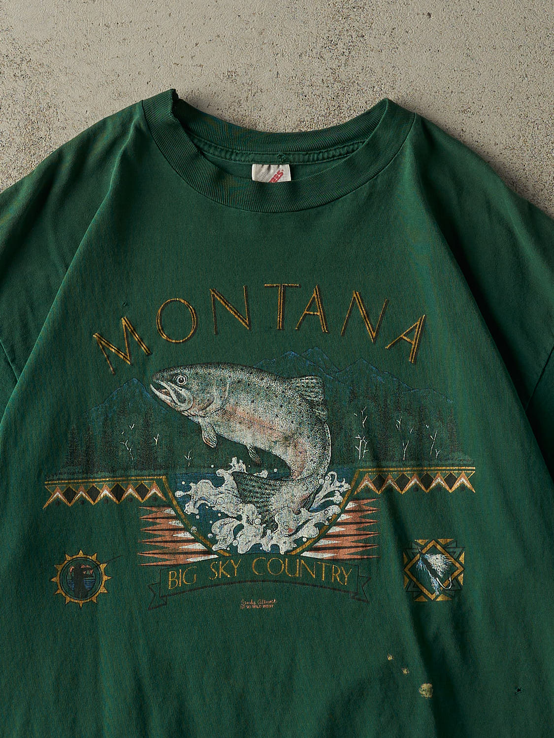 Vintage 93' Green Montana Fish Tee (XL/XXL) - Image 2