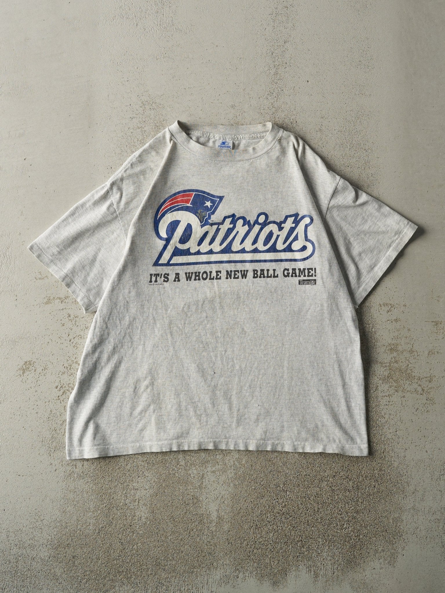 Vintage 93' Heather Grey New England Patriots Tee (L)