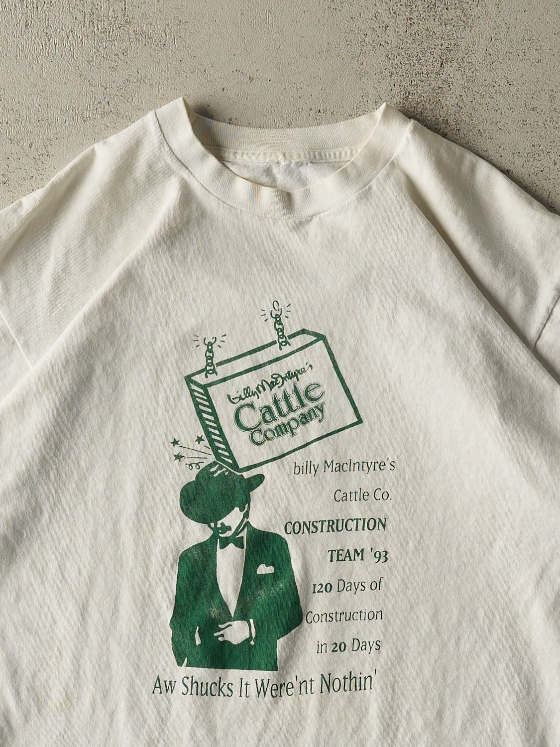 Vintage 93' White Billy MacIntyre's Cattle Company Tee (L/XL) - Image 2