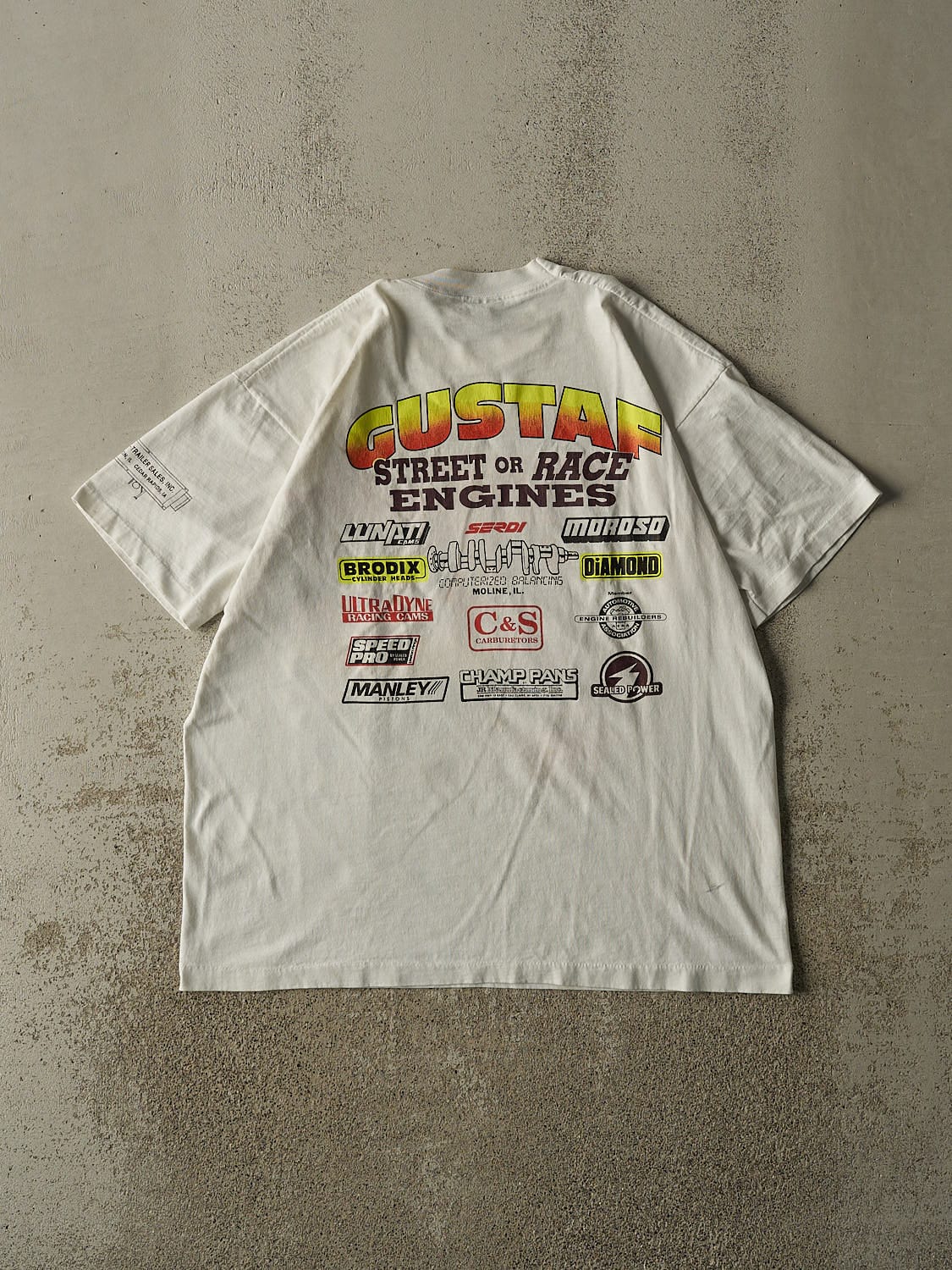 Vintage 93' White Vintage Rods Car Single Stitch Tee (L) - Image 2