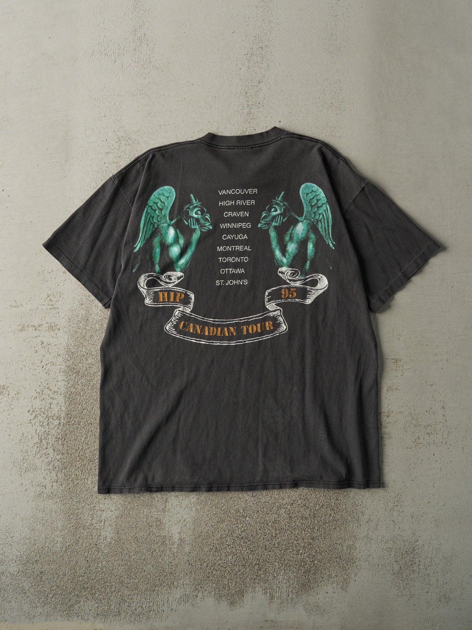 Vintage 94' Faded Black the Tragically Hip Single Stitch Tee (L) - Image 3