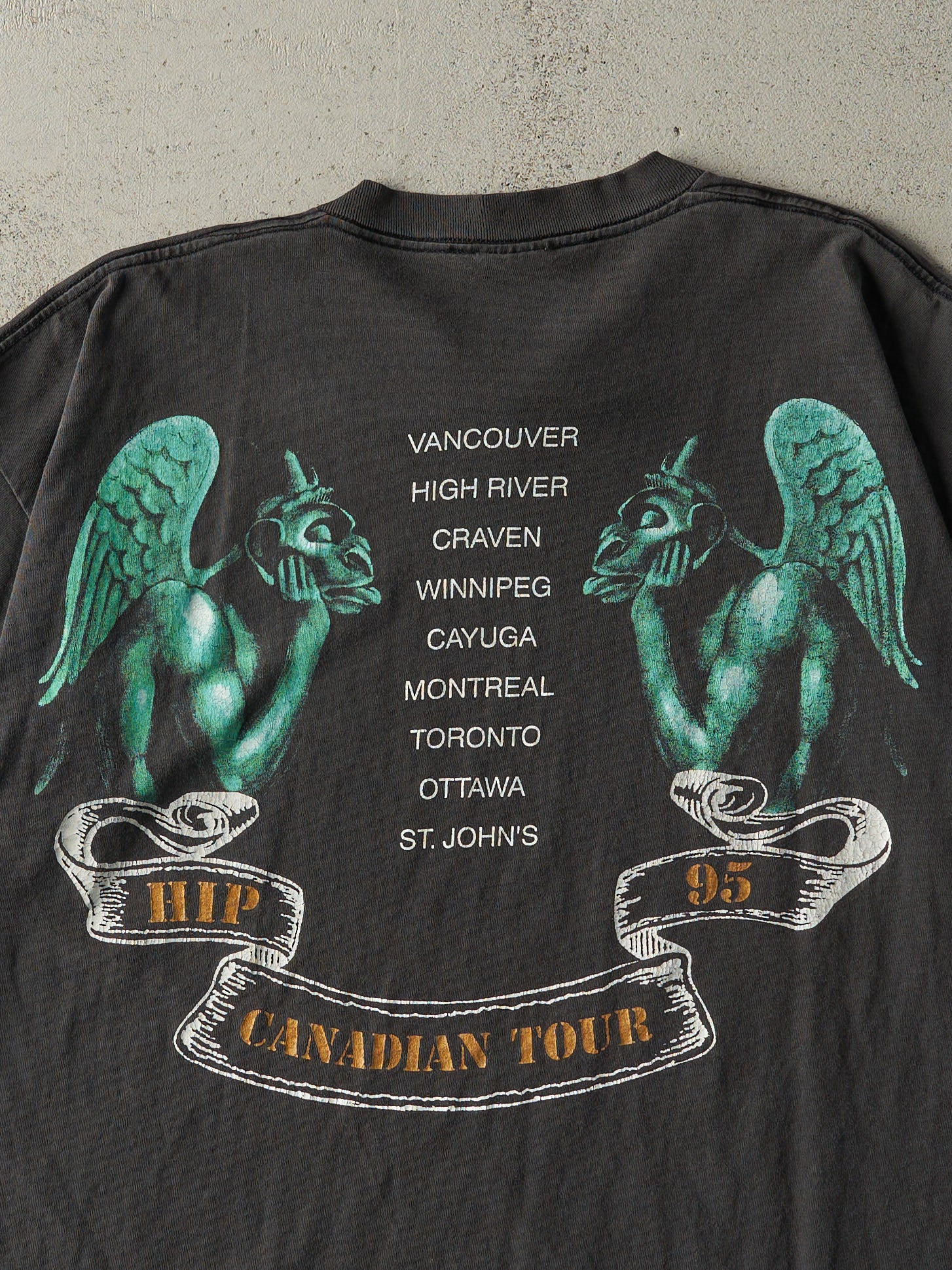Vintage 94' Faded Black the Tragically Hip Single Stitch Tee (L) - Image 5