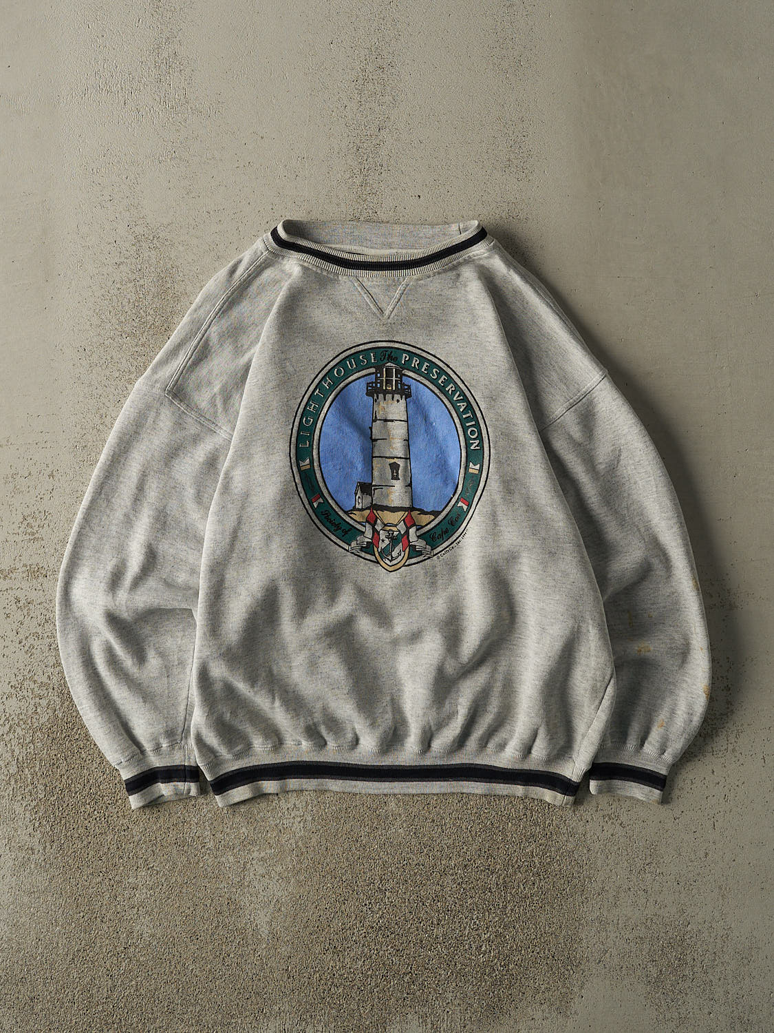 Vintage 94' Heather Grey Lighthouse Ribbed Crewneck (M/L)