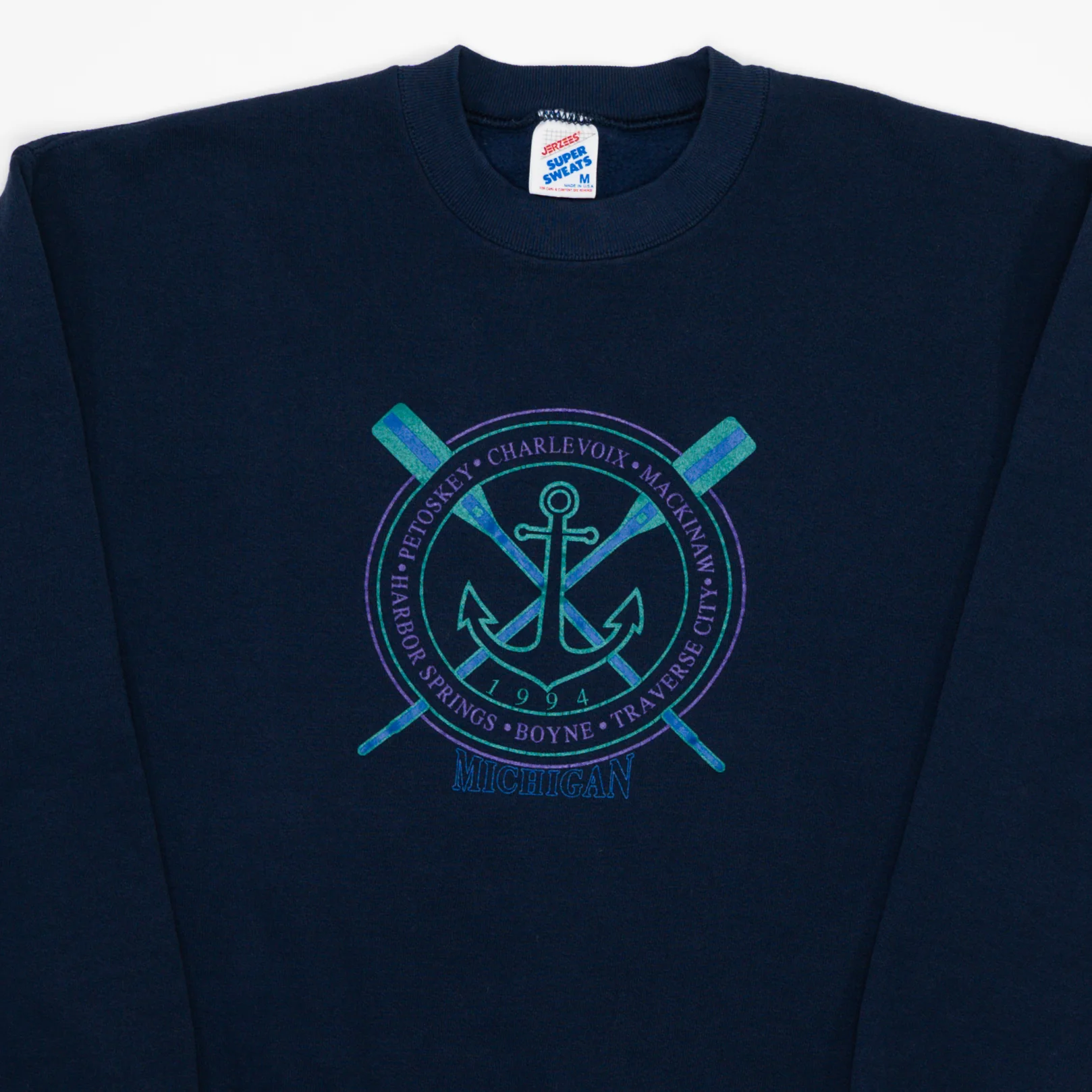 Vintage '94 Navy Anchor Michigan Crewneck (M) - Image 2