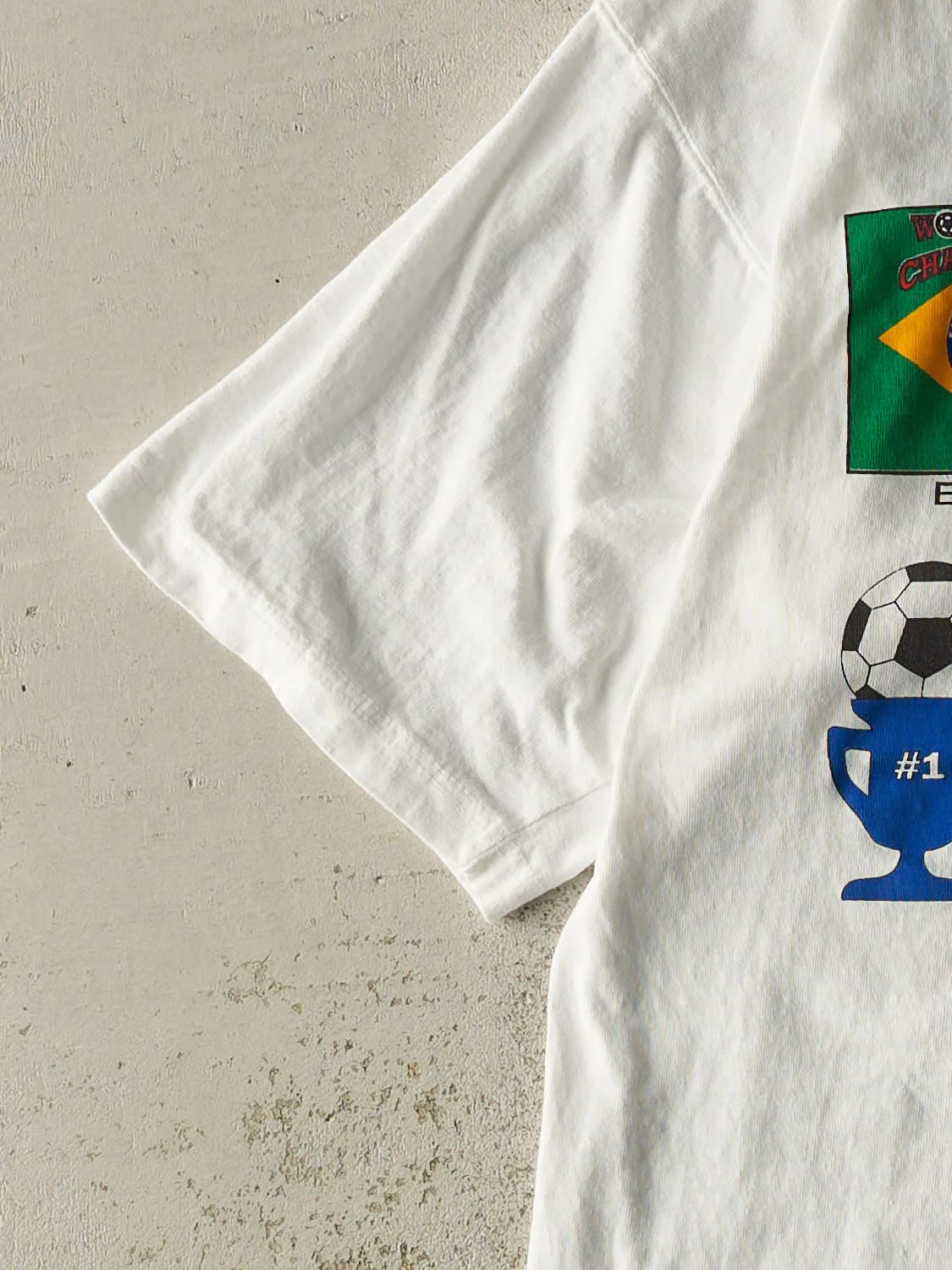 Vintage 94' White Brazil Soccer Tee (L) - Image 3