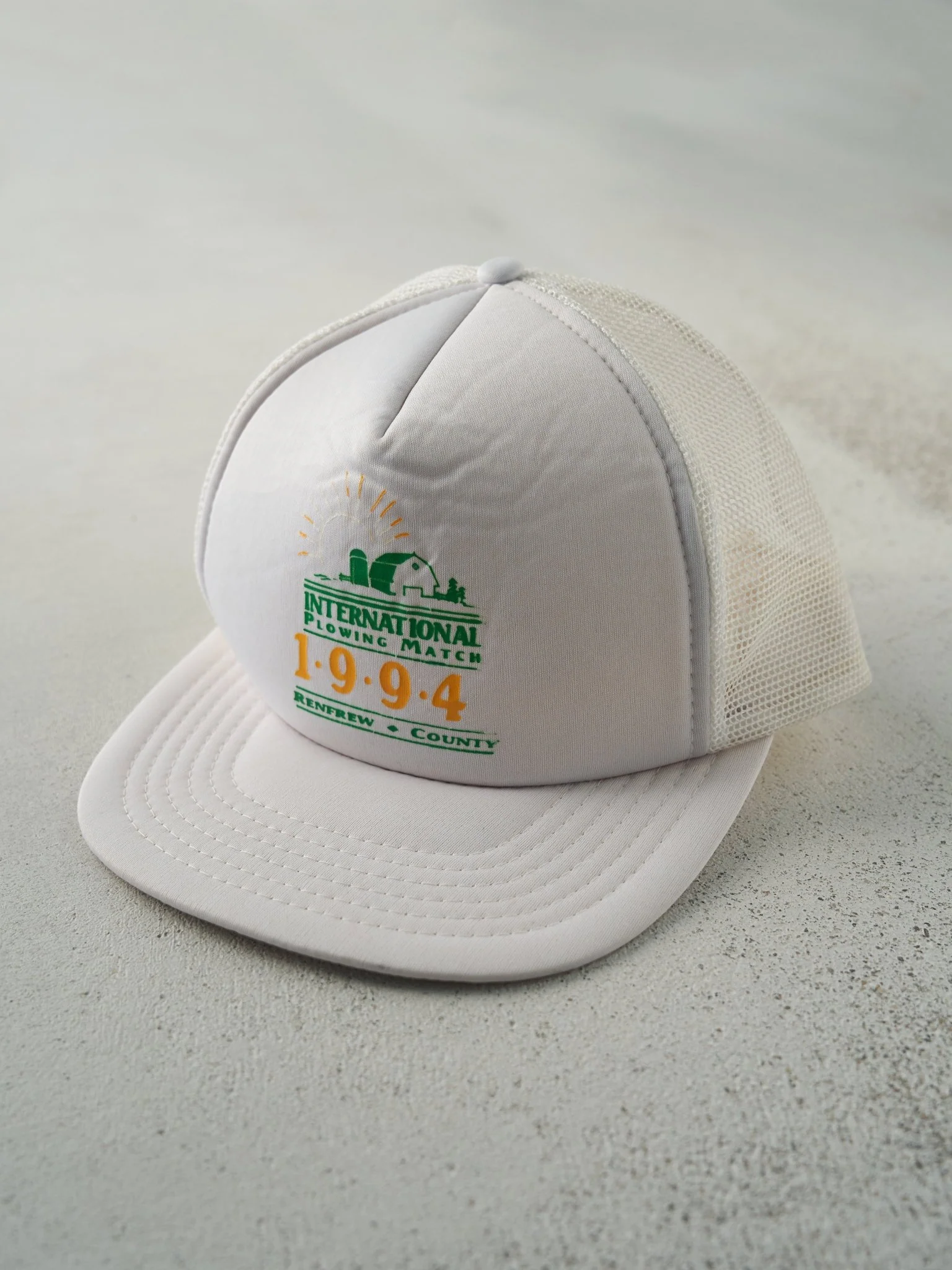 Vintage 94' White International Plowing Match Foam Trucker Hat - Image 2