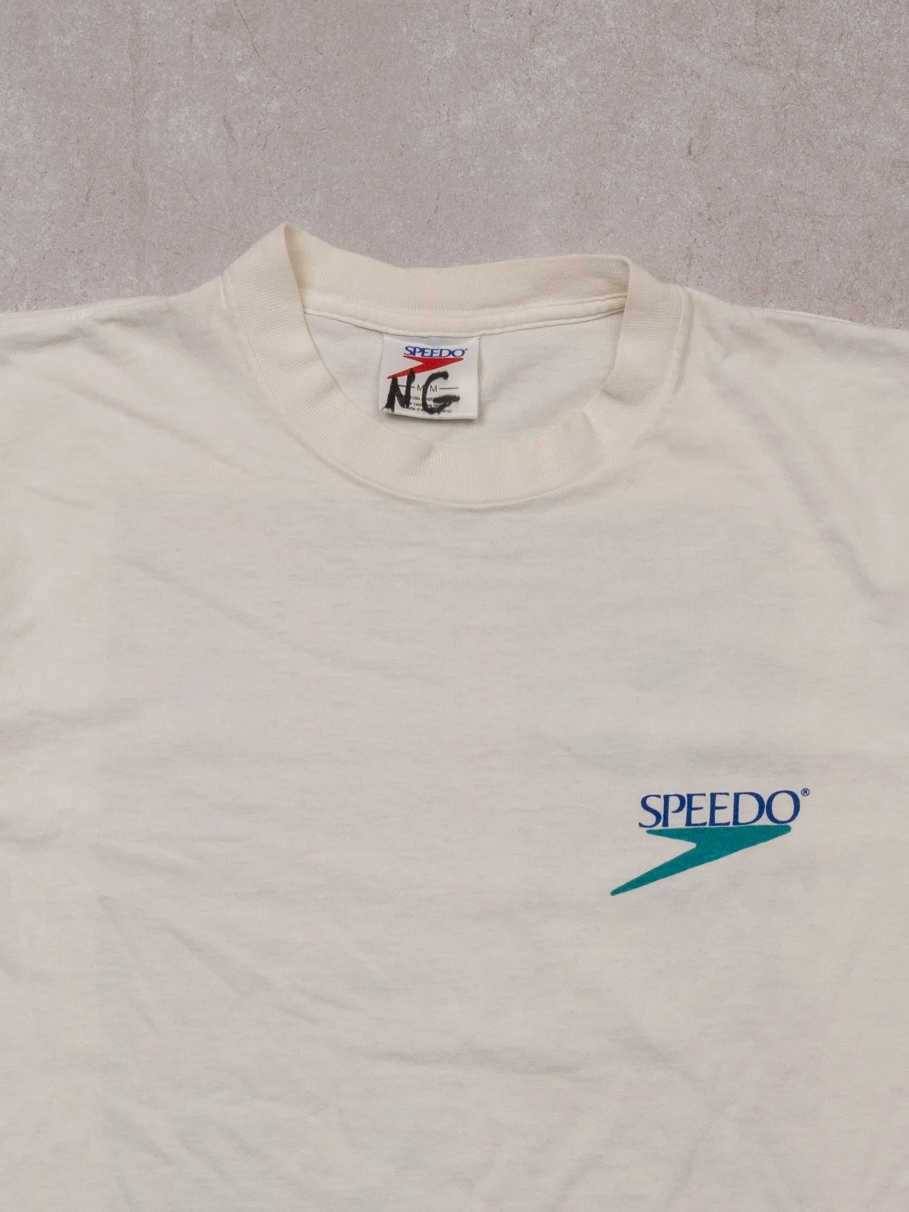 Vintage '94 White Speedo Make It Last Single Stitch Tee (S) - Image 5