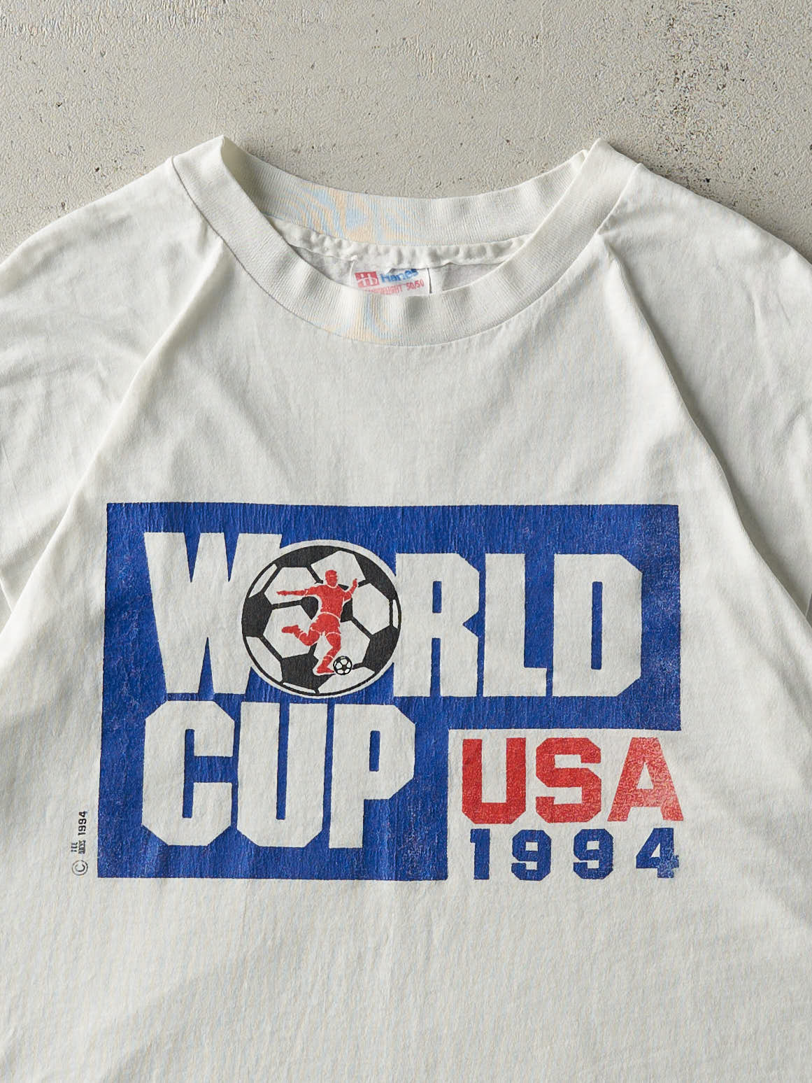 Vintage 94' White World Cup USA Single Stitch Tee (M) - Image 2