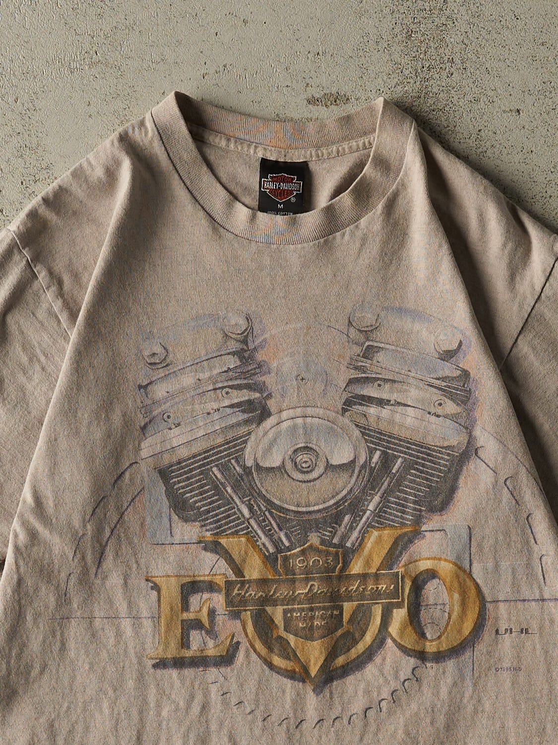 Vintage 95' Beige Harley Davidson Buford GA Tee (S/M) - Image 3
