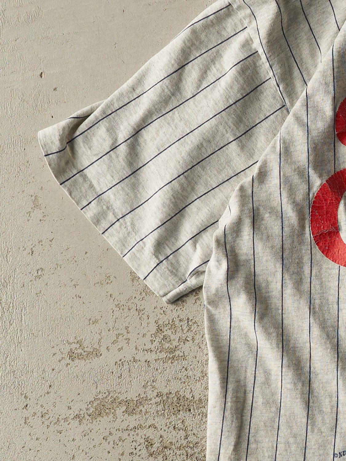 Vintage 95' Grey Chicago Cubs Pinstriped Tee (L/XL) - Image 3