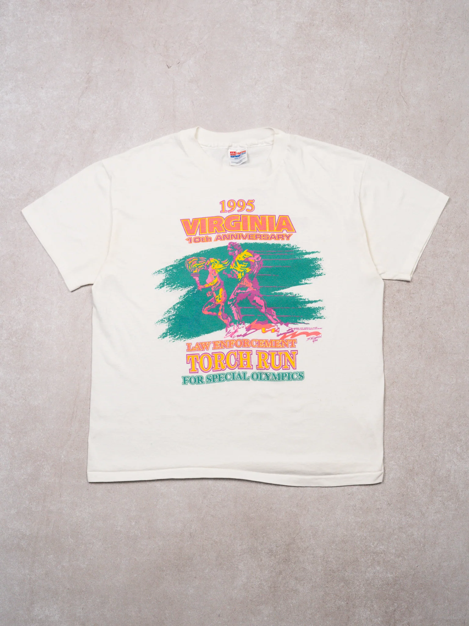 Vintage '95 Virginia White Law Torch Run Tee (M/L)