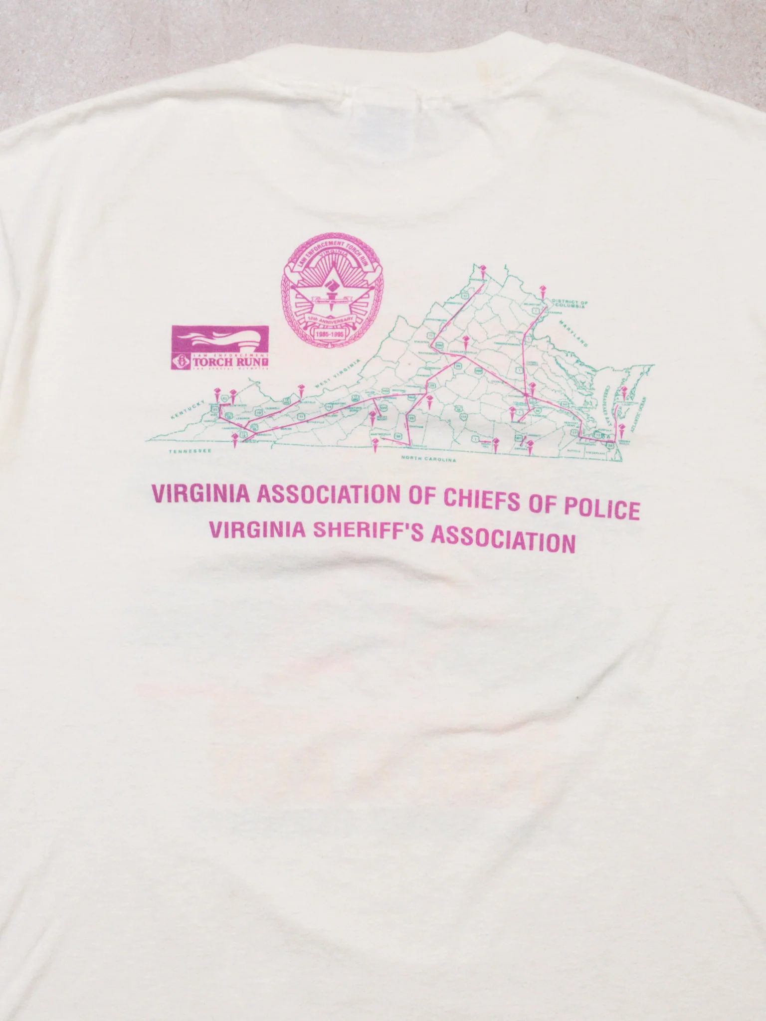 Vintage '95 Virginia White Law Torch Run Tee (M/L) - Image 4